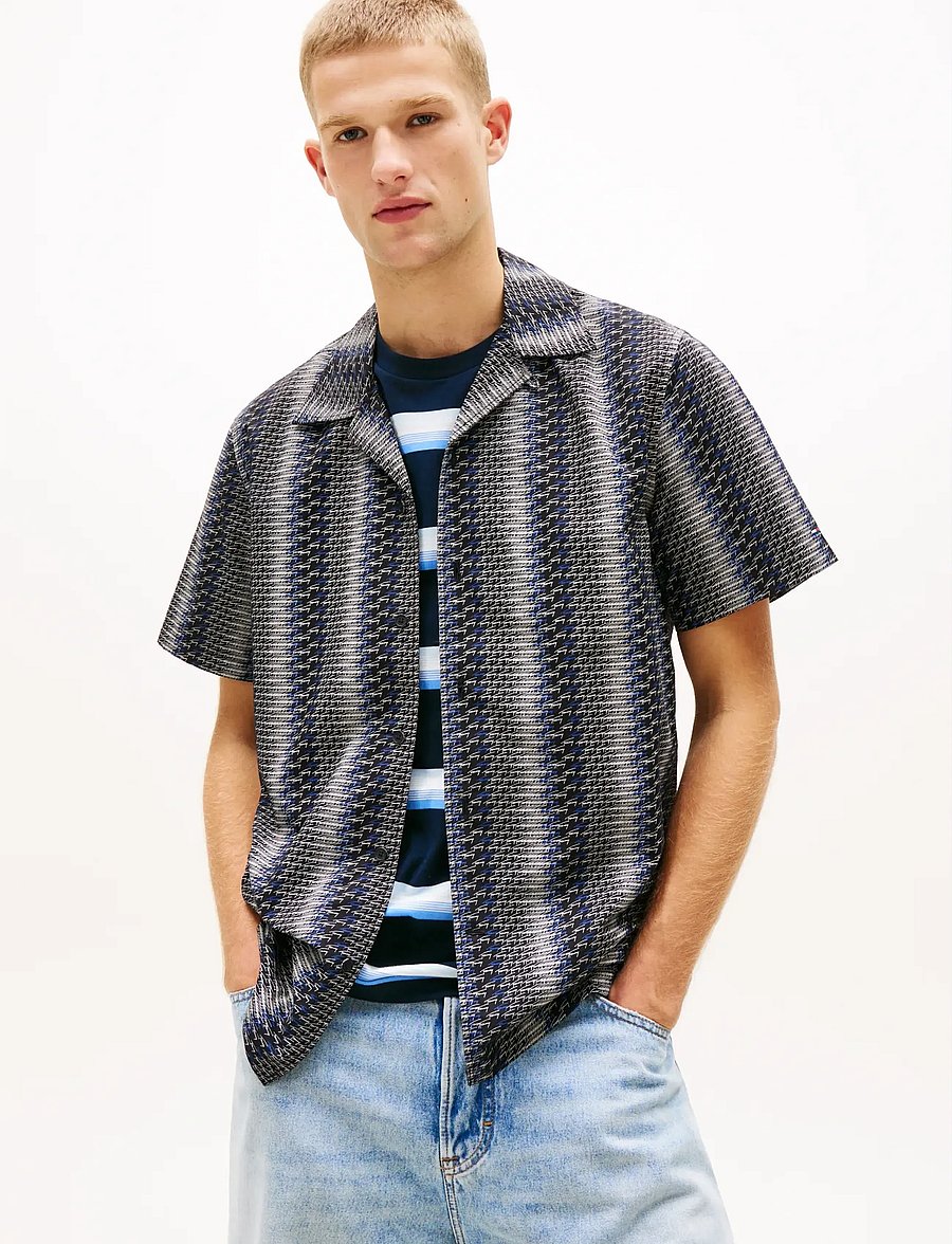 Tommy Jeans - TJM REG AOP CAMP SHIRT EXT - overhemden met korte mouw - black aop - 0