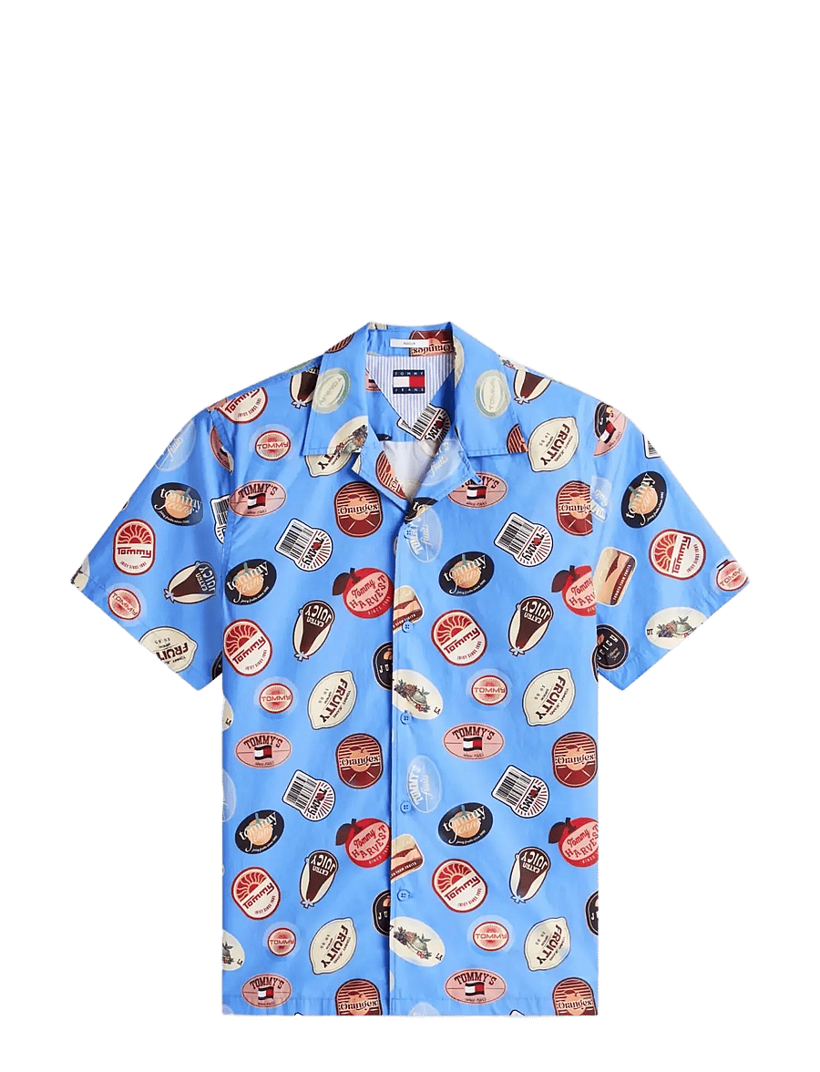 Tommy Jeans - TJM REG AOP CAMP SHIRT EXT - kortärmade skjortor - blue twilight aop - 1