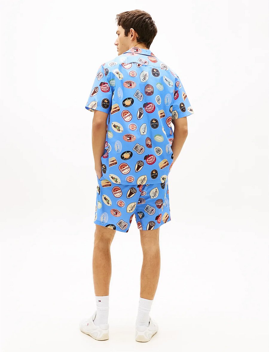 Tommy Jeans - TJM REG AOP CAMP SHIRT EXT - kortärmade skjortor - blue twilight aop - 2