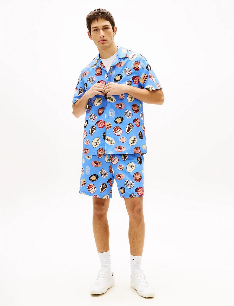 Tommy Jeans - TJM REG AOP CAMP SHIRT EXT - kortärmade skjortor - blue twilight aop - 3