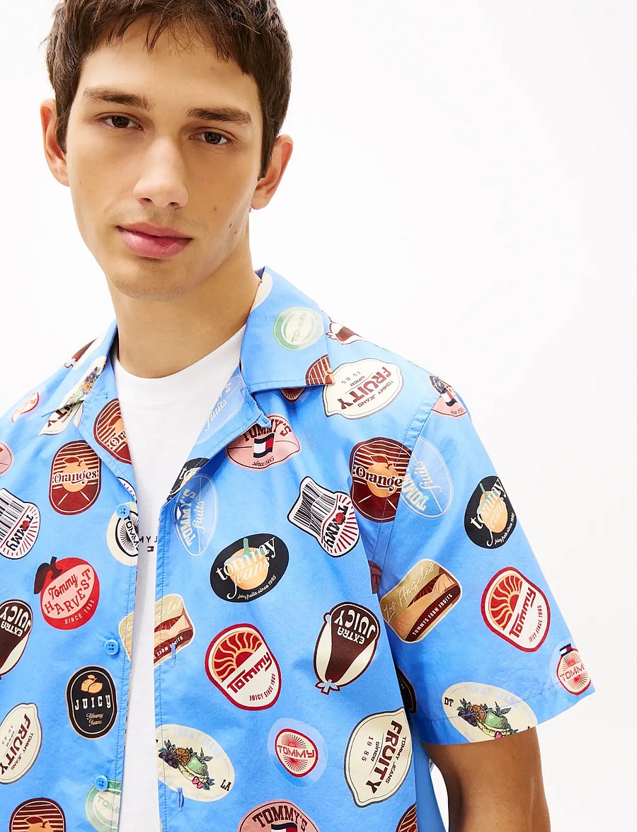 Tommy Jeans - TJM REG AOP CAMP SHIRT EXT - kortärmade skjortor - blue twilight aop - 4