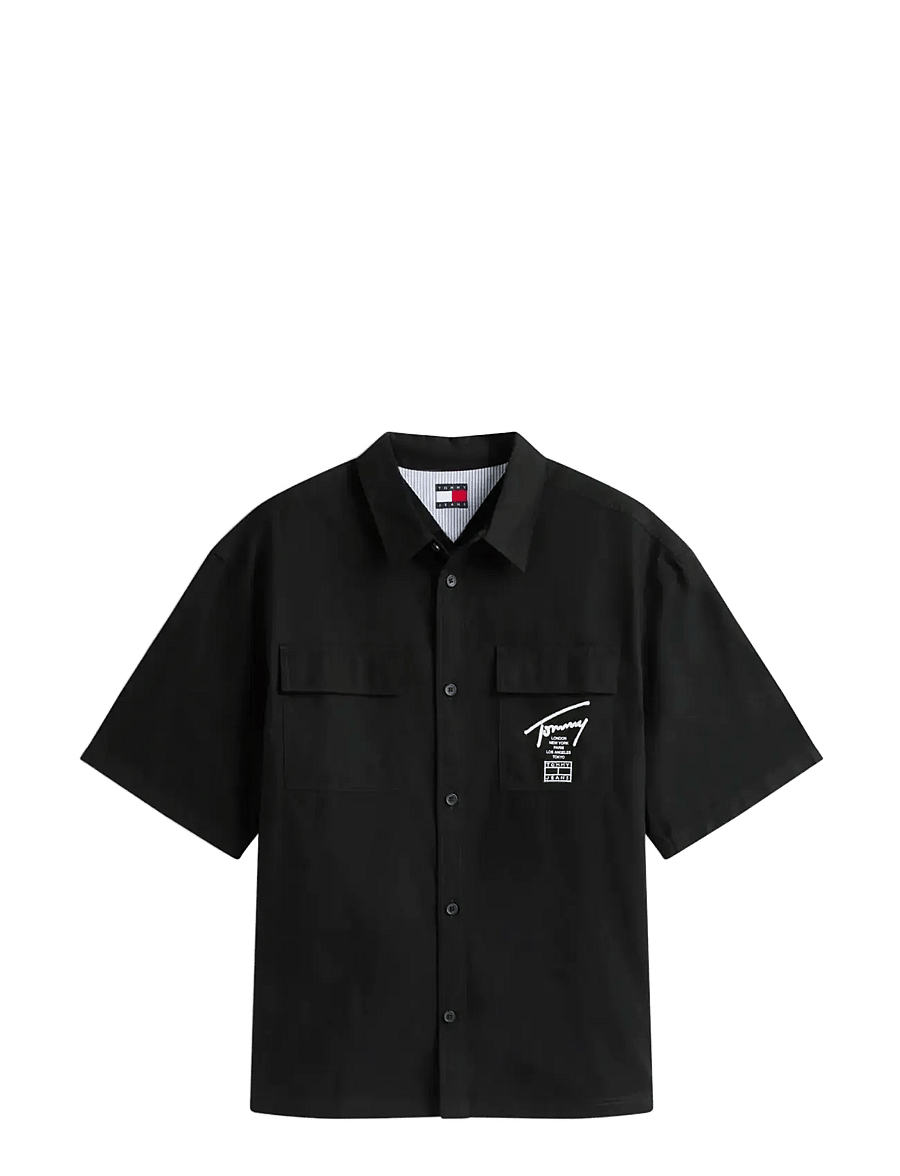 Tommy Jeans - TJM BOXY SKATER SHIRT - kortærmede skjorter - black - 1