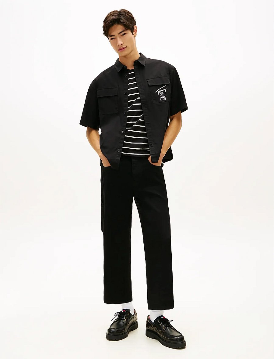 Tommy Jeans - TJM BOXY SKATER SHIRT - kortærmede skjorter - black - 3