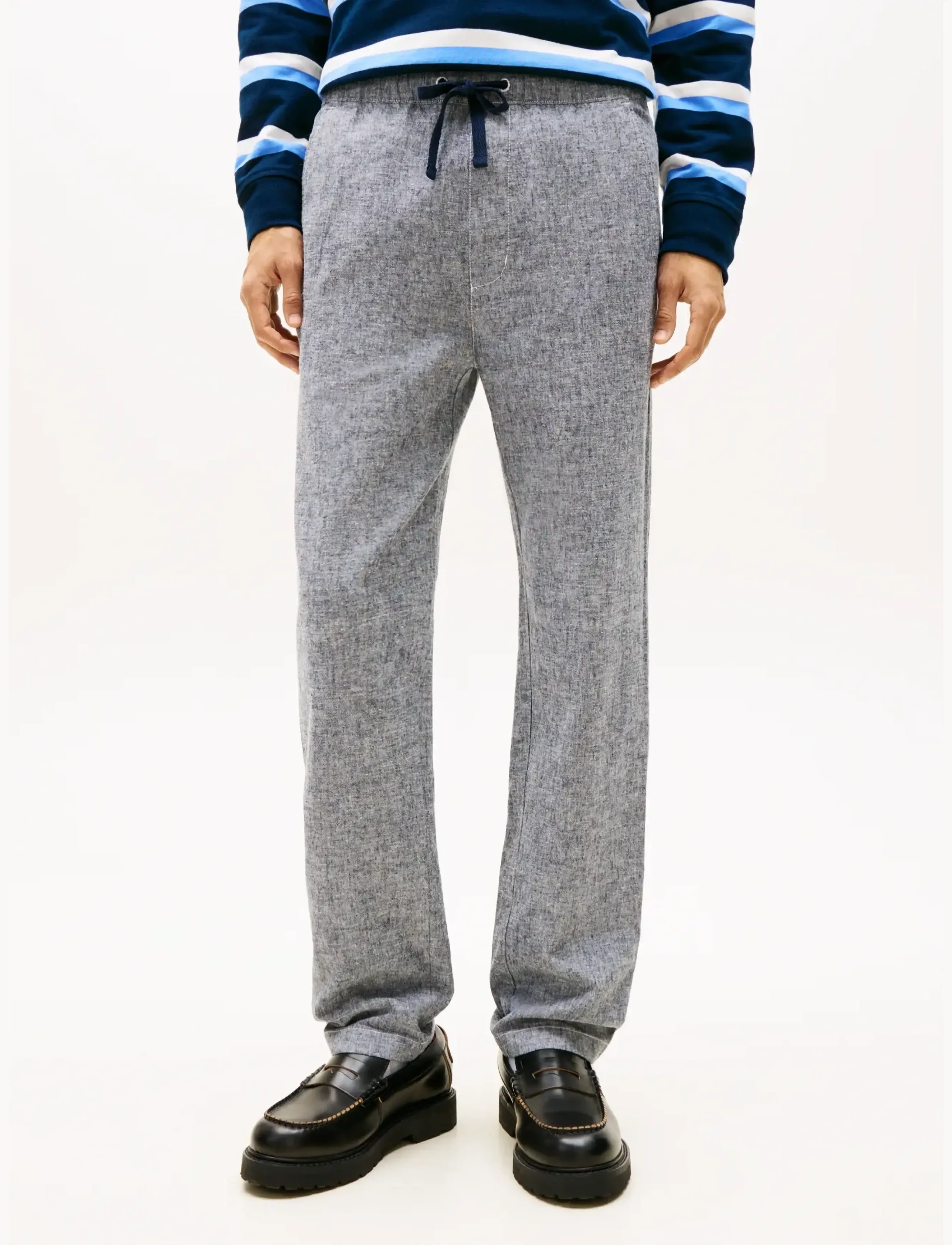 Tommy Jeans Tjm Sonny Linnen Mix Chino Pant, L, Trousers, Marineblau - Linen Männerswear