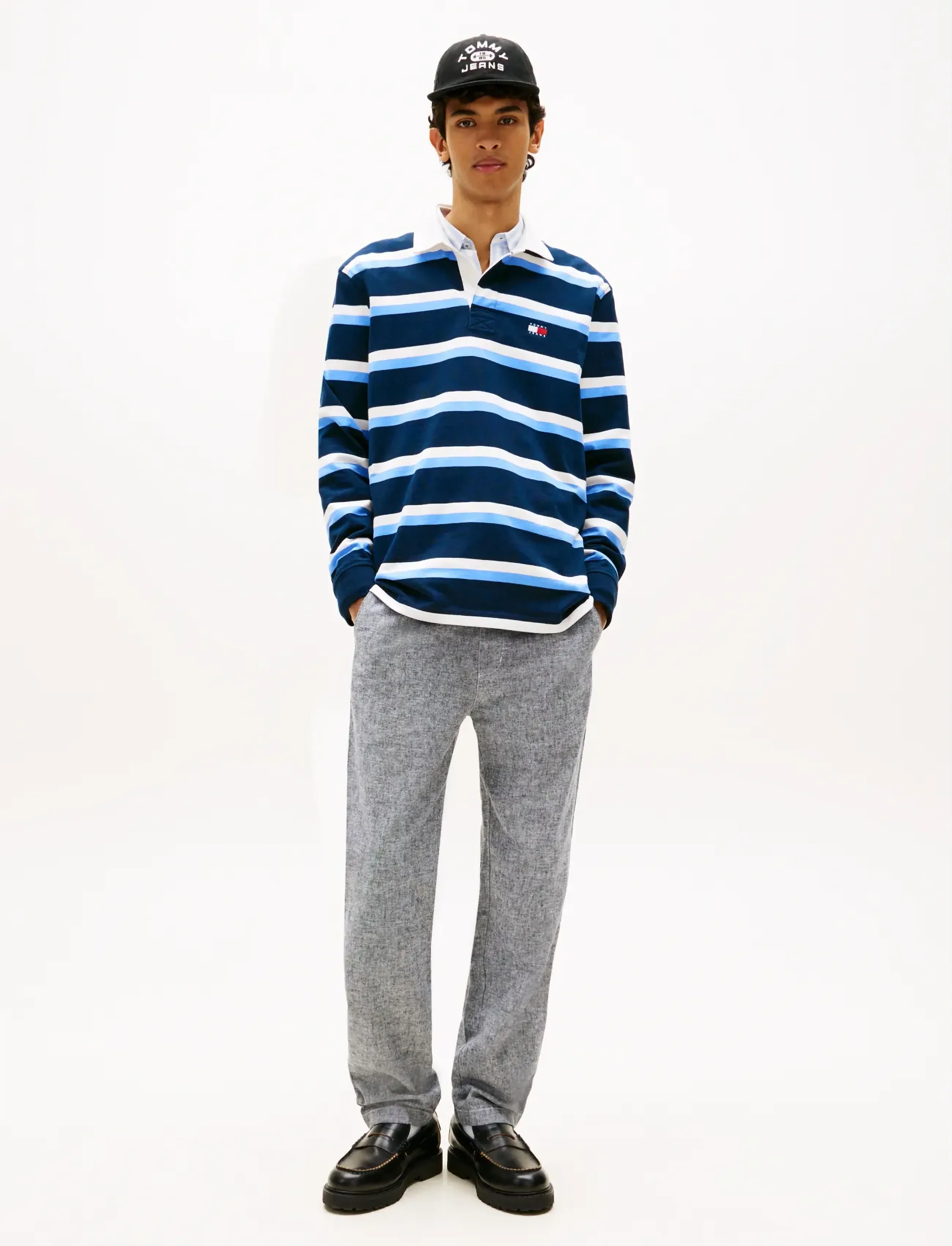 Tommy Jeans - TJM SONNY LINNEN MIX CHINO PANT - hørbukser - dark night navy - 3