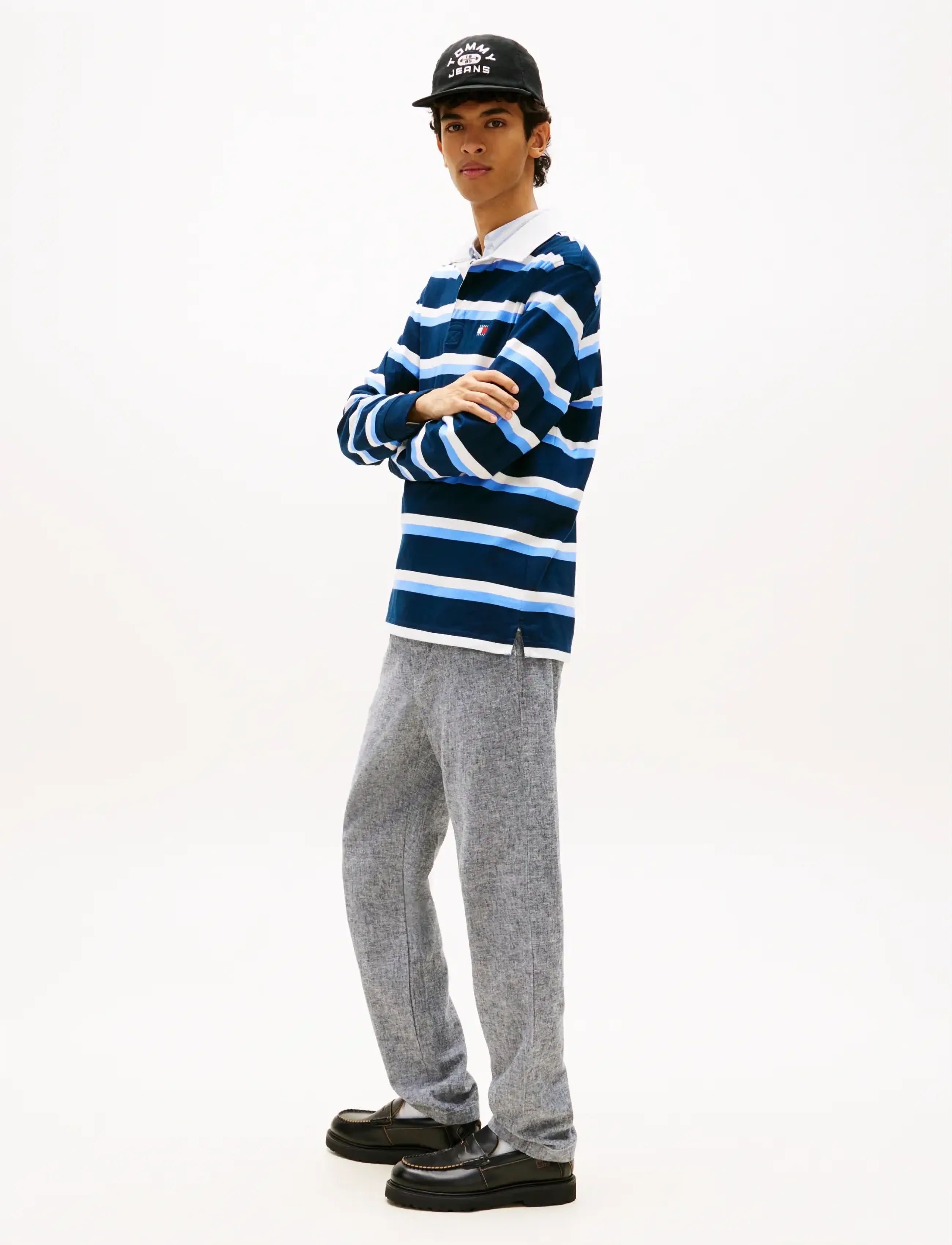 Tommy Jeans - TJM SONNY LINNEN MIX CHINO PANT - hørbukser - dark night navy - 4