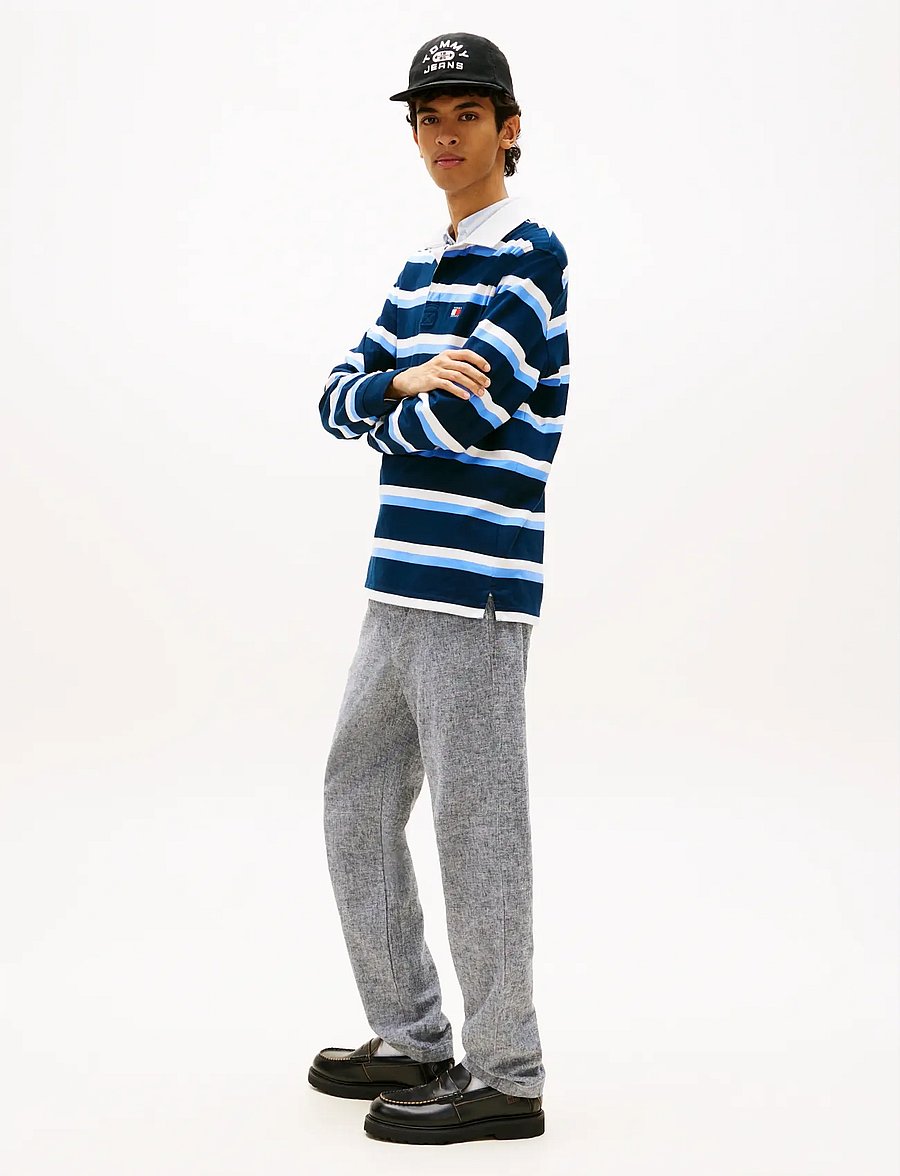Tommy Jeans - TJM SONNY LINNEN MIX CHINO PANT - linased püksid - dark night navy - 4