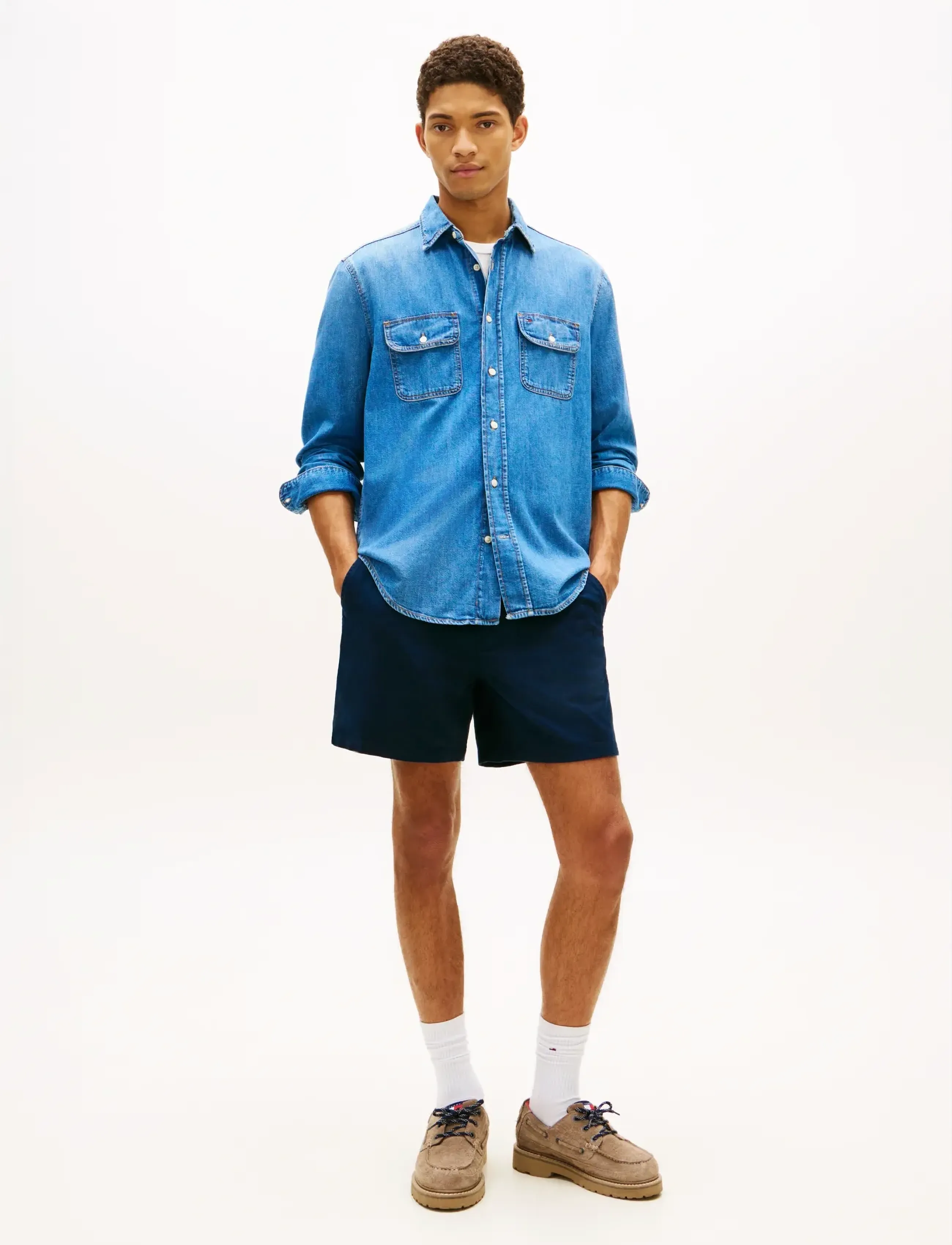 Tommy Jeans - TJM LINEN BLEND PULL-ON SHORT - rennot shortsit - dark night navy - 3
