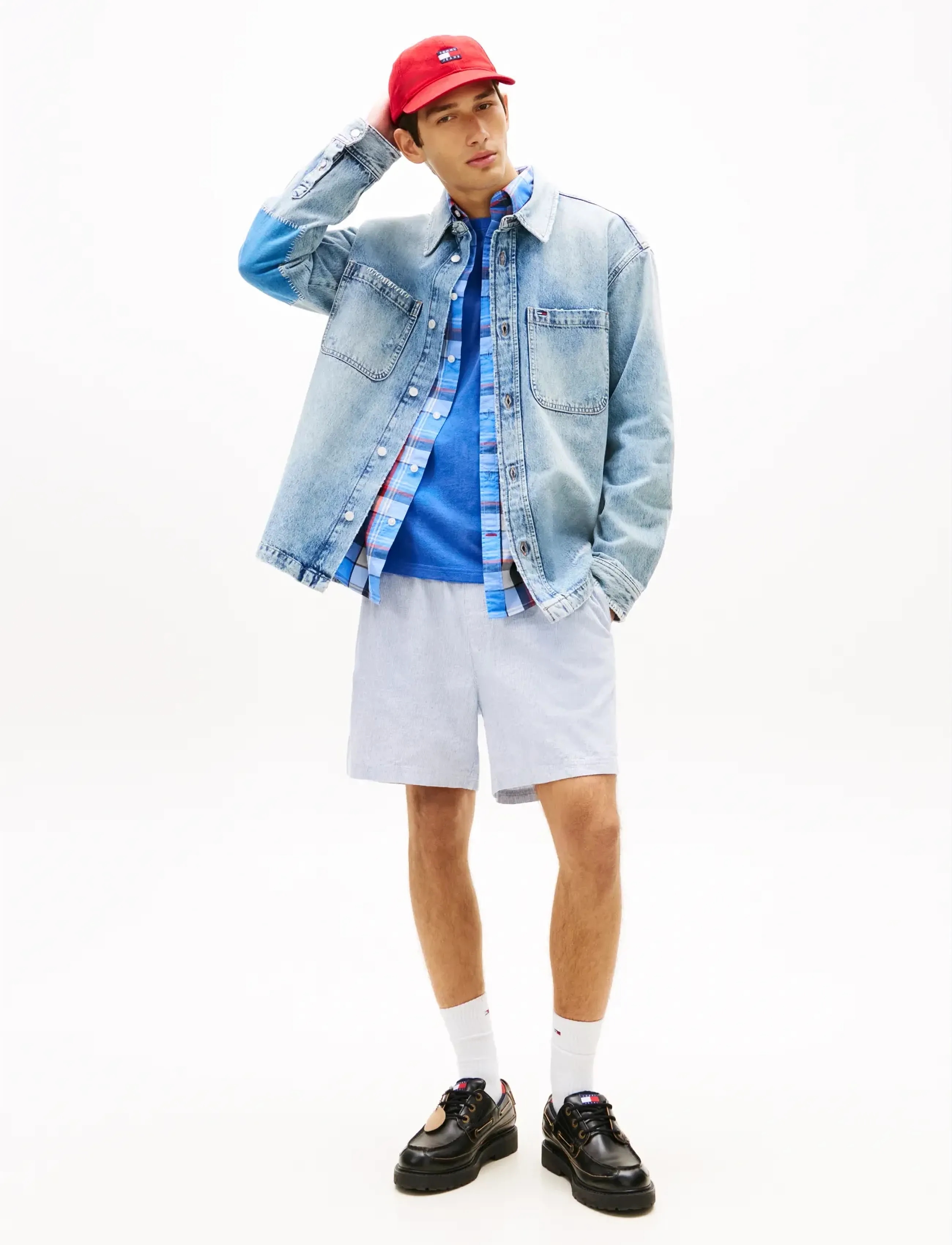 Tommy Jeans - TJM LINEN BLEND STRIPE SHORT - casual shorts - blue twilight stripes - 3