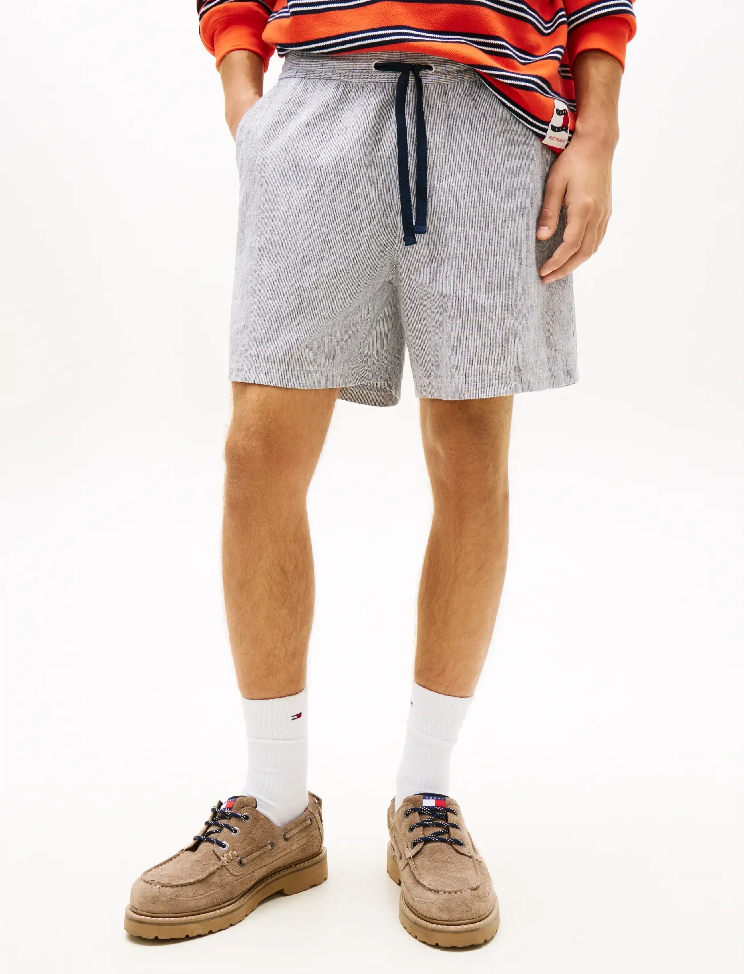Tommy Jeans TJM LINEN BLEND STRIPE SHORT - Leinenbekleidung - DARK NIGHT NAVY STRIPES / navy