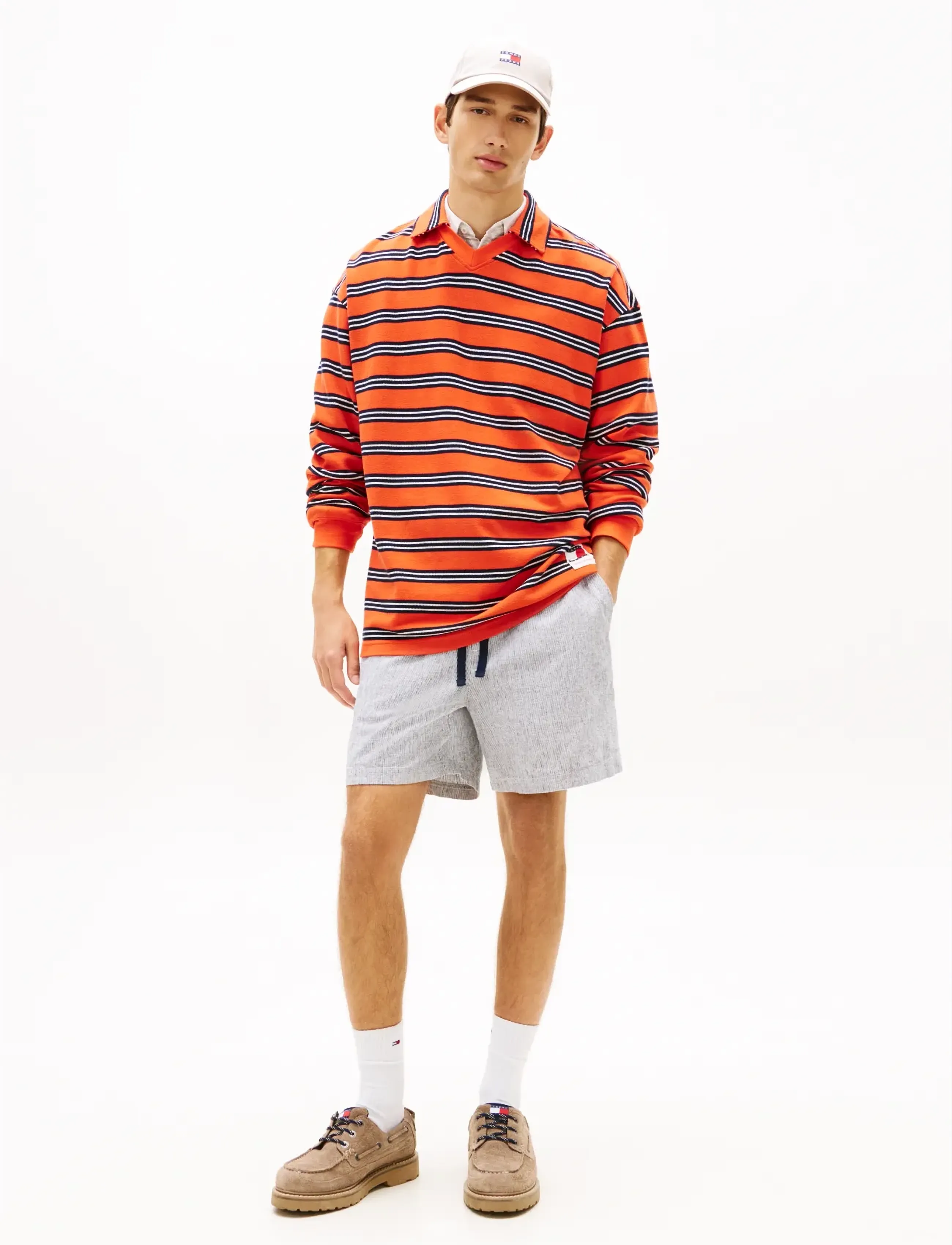 Tommy Jeans - TJM LINEN BLEND STRIPE SHORT - linen shorts - dark night navy stripes - 3