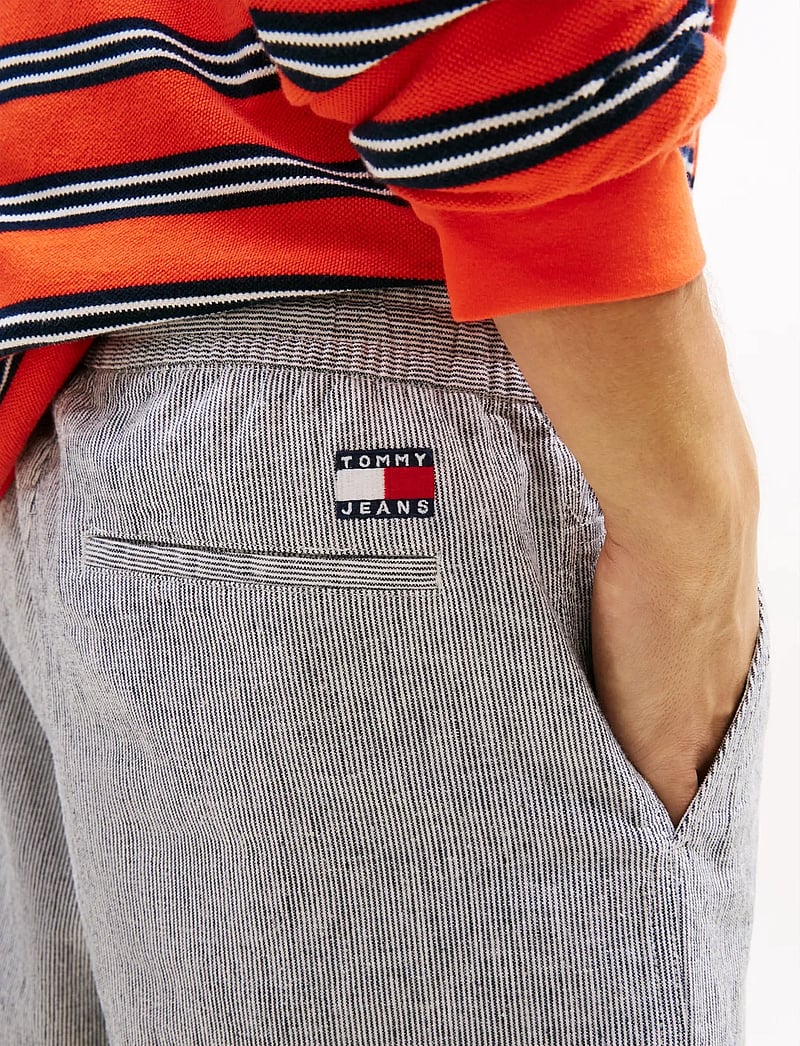 Tommy Jeans - TJM LINEN BLEND STRIPE SHORT - linased lühikesed püksid - dark night navy stripes - 4