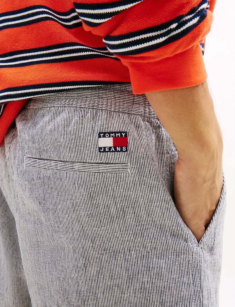 Tommy Jeans - TJM LINEN BLEND STRIPE SHORT - leinen-shorts - dark night navy stripes - 4