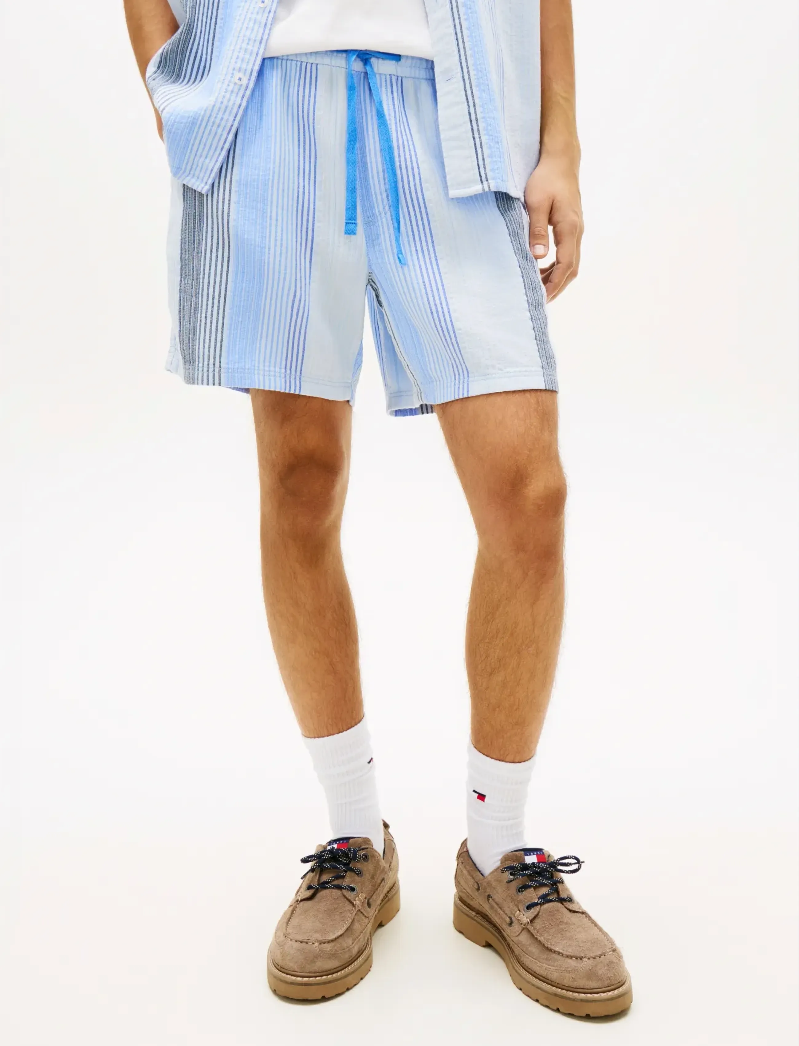 Tommy Jeans Tjm Textured Stripe Short Ext, M, Blue, Shorts > Afslappede Shorts, Herre