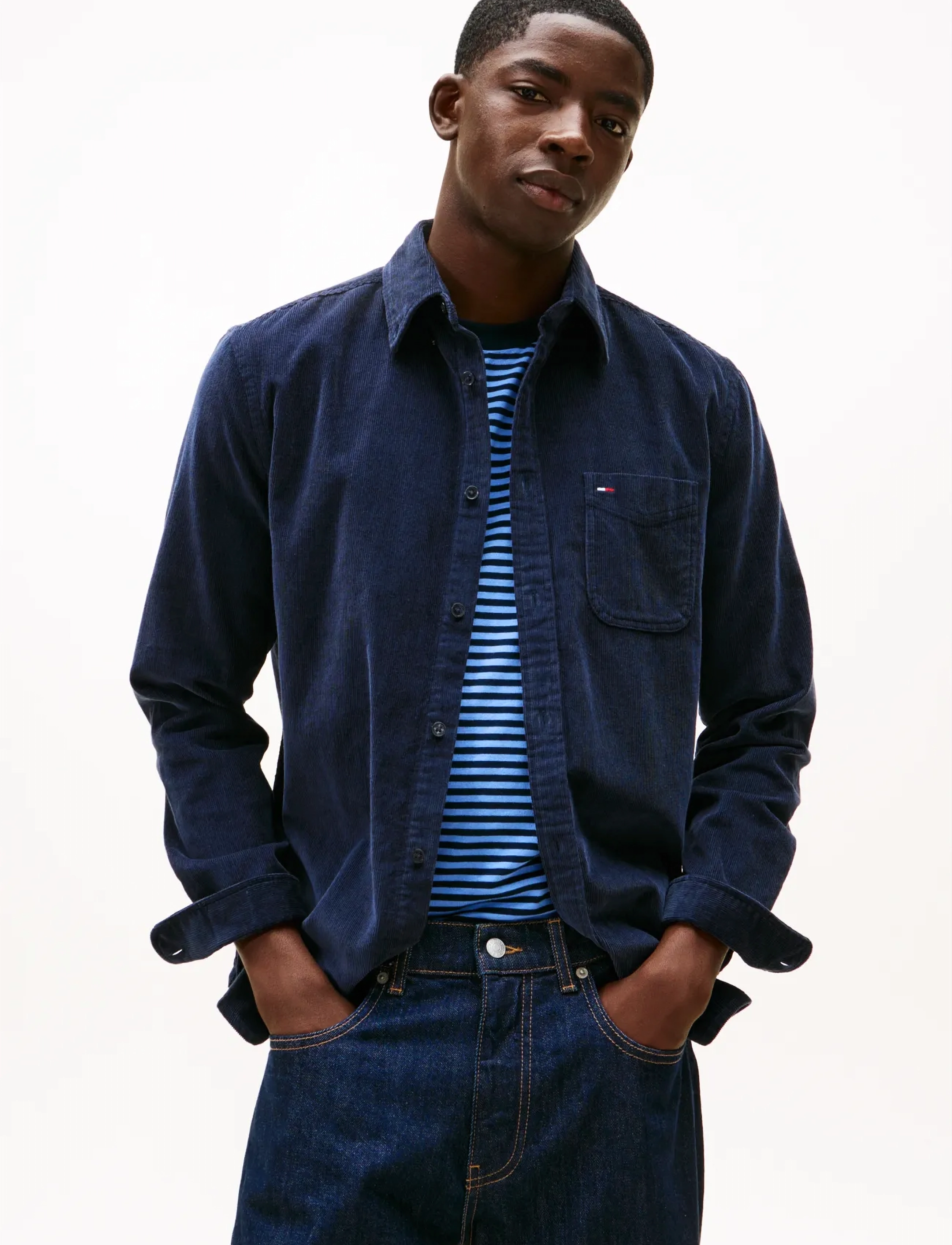 Tommy Jeans TJM REG BABY CORD SHIRT EXT - Kleidung - DARK NIGHT NAVY / navy
