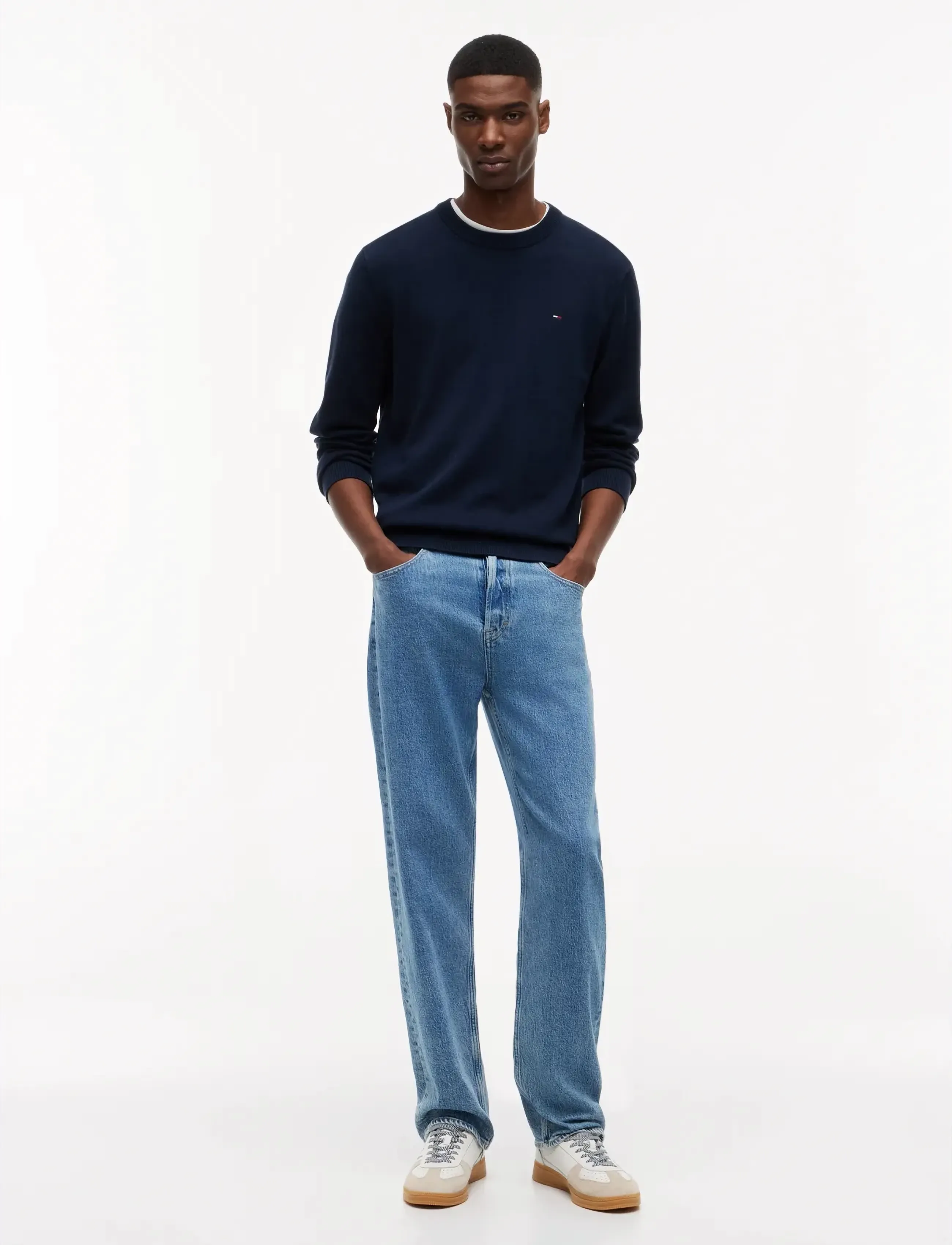 Tommy Jeans - TJM SLIM ESS LIGHT SWEATER EXT - round necks - dark night navy - 4