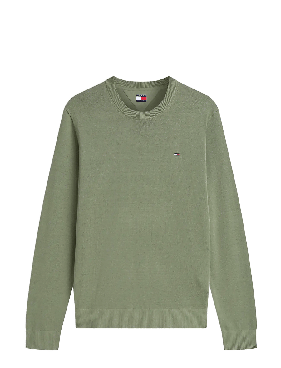 Tommy Jeans - TJM SLIM ESS LIGHT SWEATER EXT - rundhalsad - spring olive - 1
