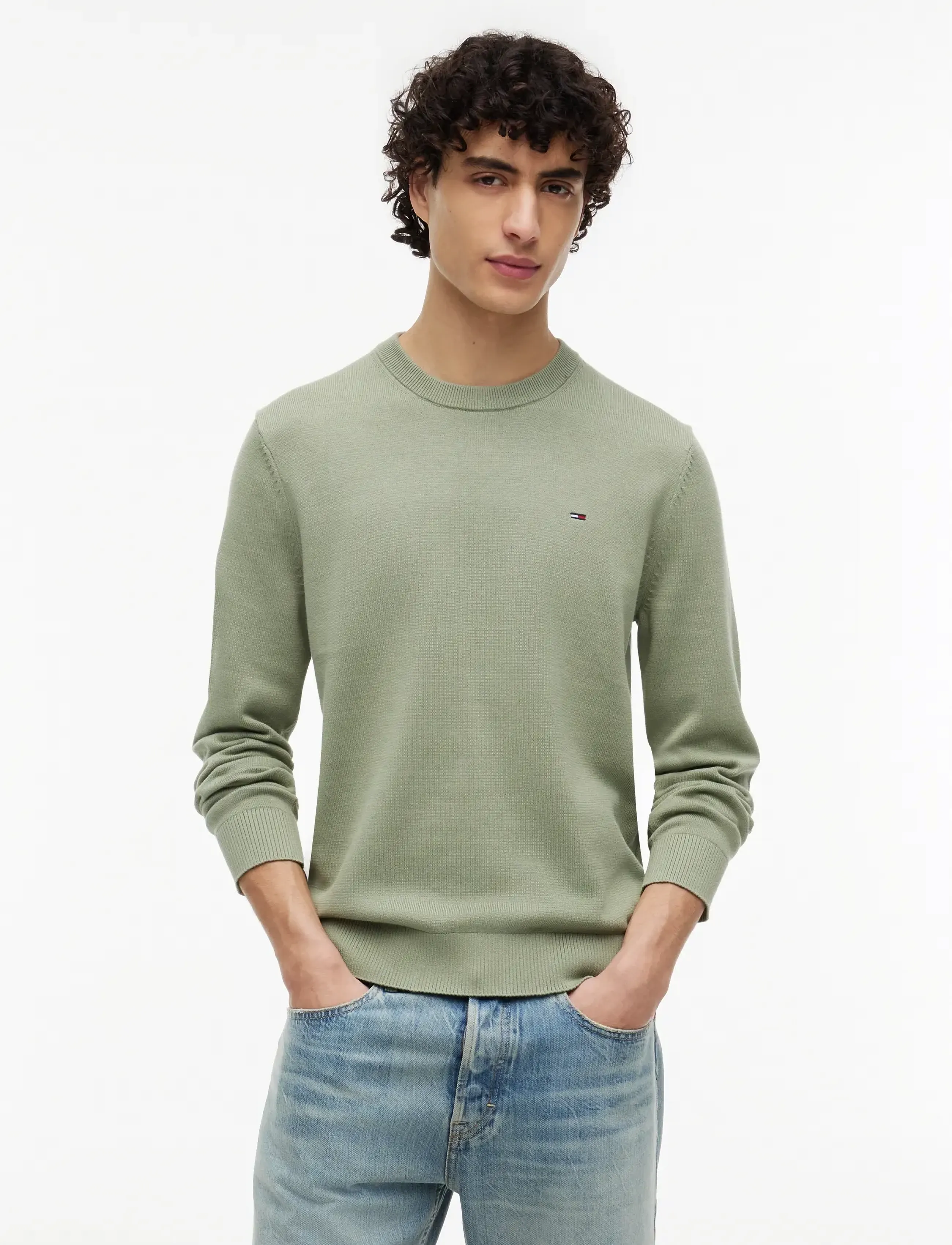 Tommy Jeans TJM SLIM ESS LIGHT SWEATER EXT - Tommy Jeans - SPRING OLIVE / khaki/green