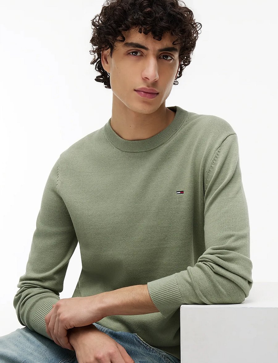 Tommy Jeans - TJM SLIM ESS LIGHT SWEATER EXT - rundhalsad - spring olive - 3