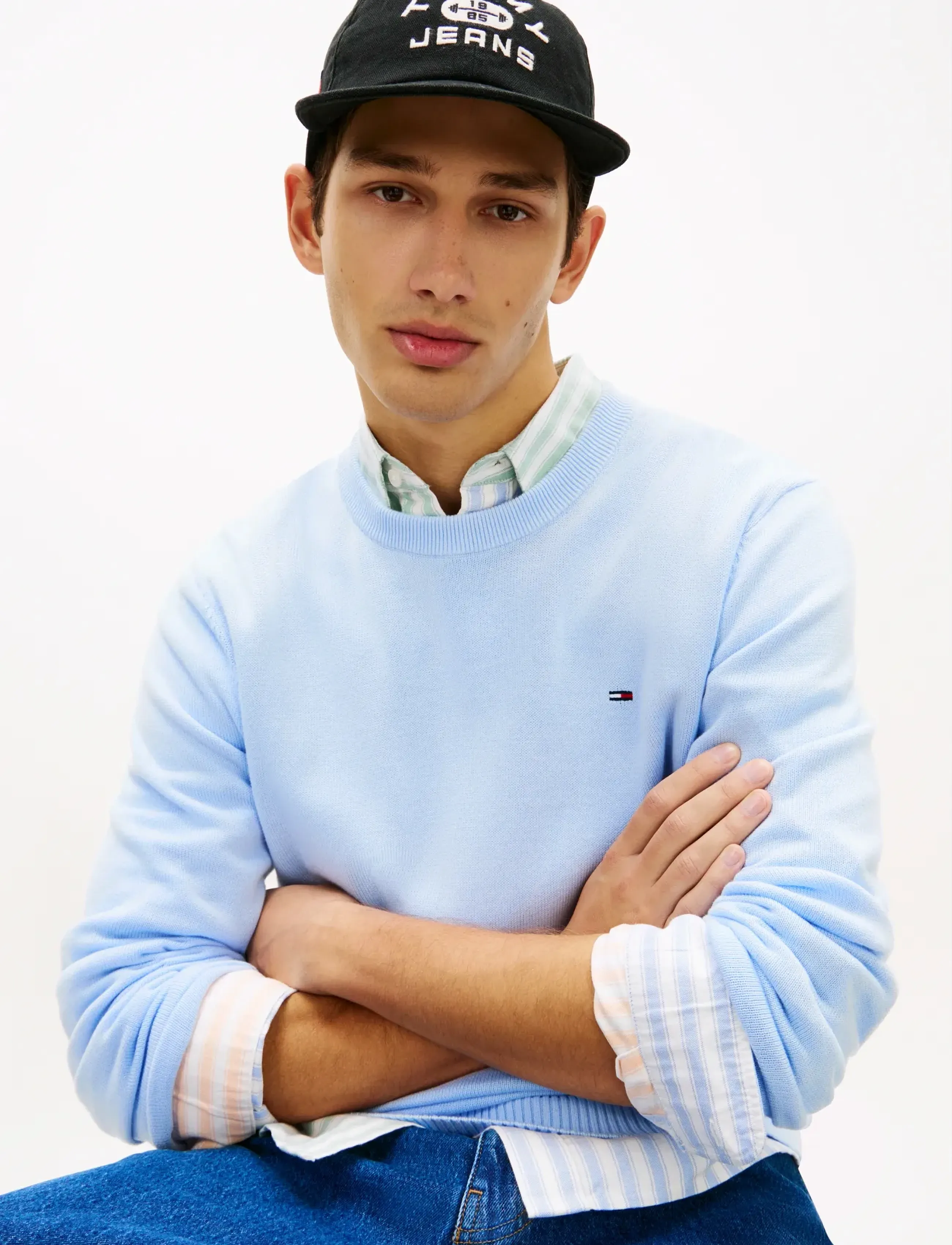 Tommy Jeans - TJM SLIM ESS LIGHT SWEATER EXT - rund hals - sweet blue - 4