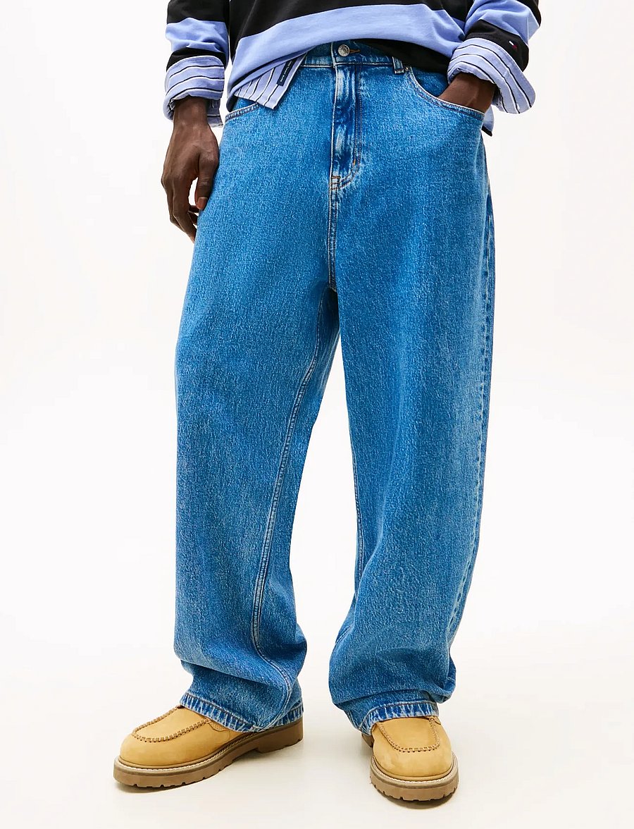Tommy Jeans - THEO BAGGY TURN UP AI4136 - alt laienevad teksad - denim medium - 0