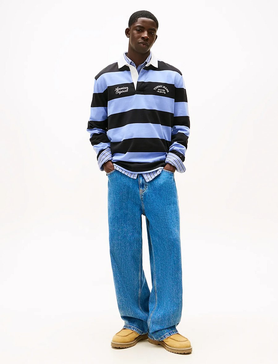 Tommy Jeans - THEO BAGGY TURN UP AI4136 - alt laienevad teksad - denim medium - 2