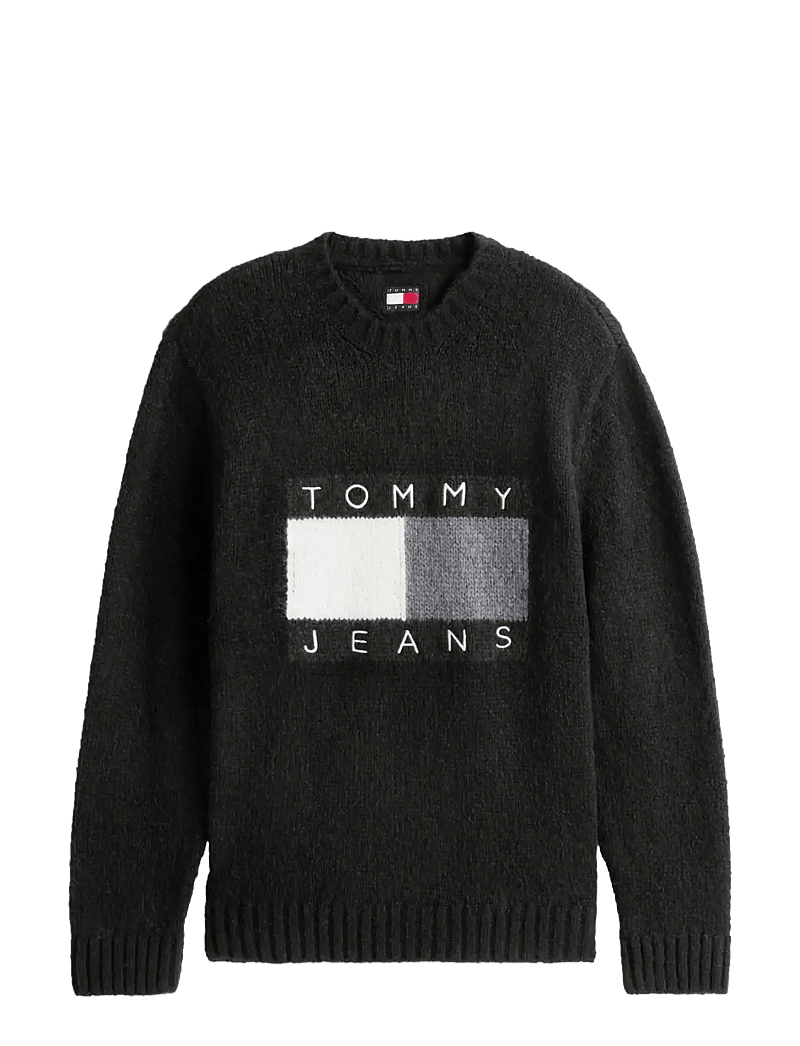 Tommy Jeans - TJM REG FLAG BEARER SWEATER - adījumi ar apaļu kakla izgriezumu - black - 1