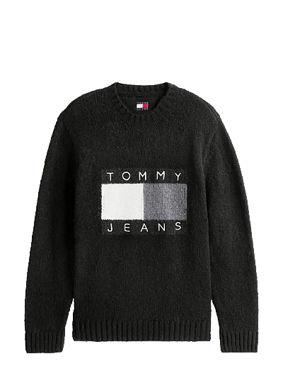 Tommy Jeans TJM REG FLAG BEARER SWEATER - Round Necks - BLACK / black