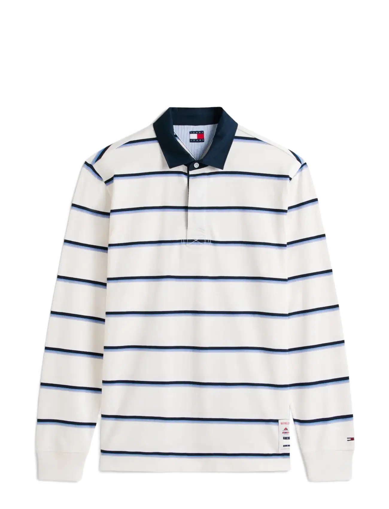 Tommy Jeans TJM RLX WOVEN LABEL RUGBY - Poloer - ANCIENT WHITE STRIPE / white
