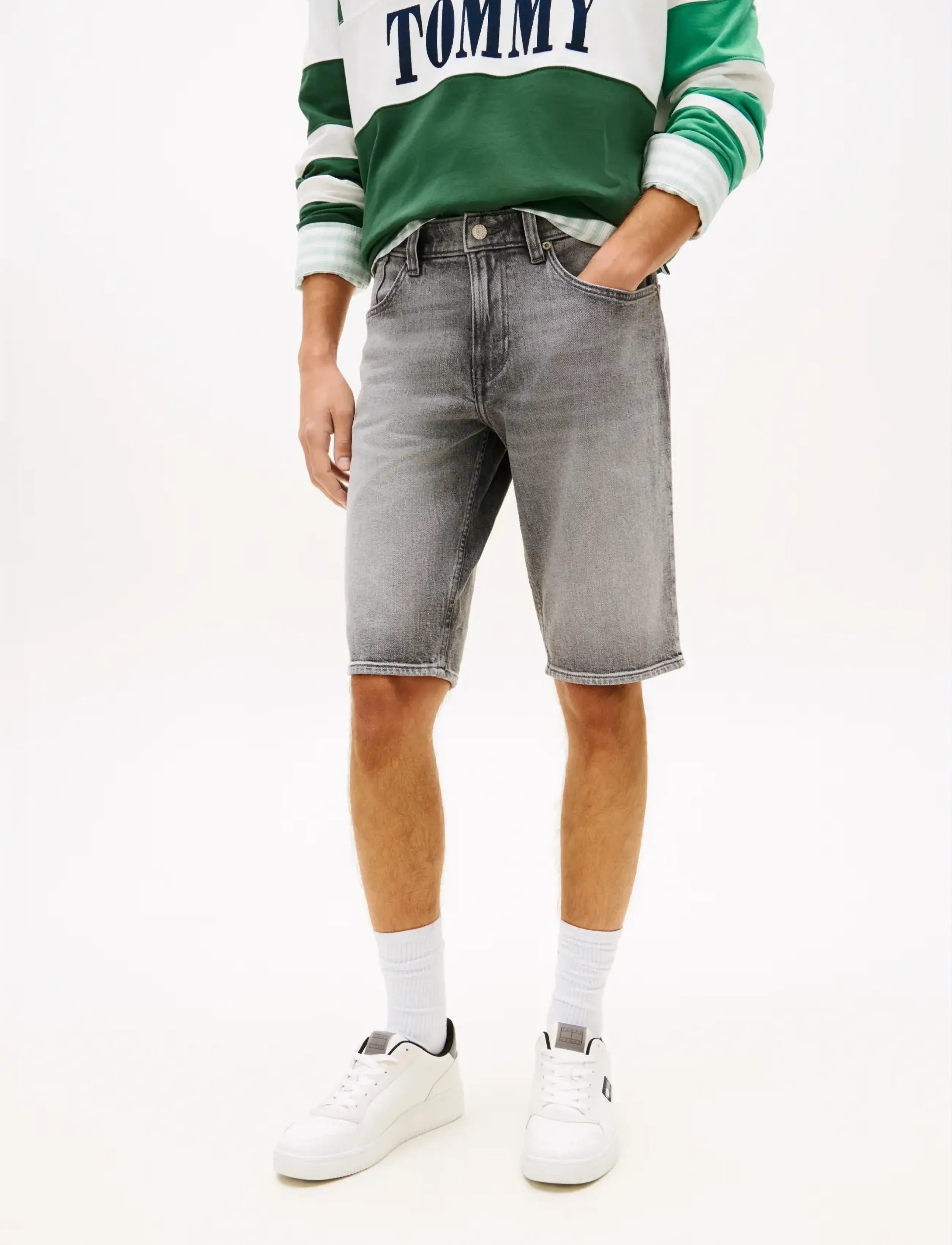 Tommy Jeans RONNIE SHORT BJ8172 - Teksariided - DENIM GREY / grey