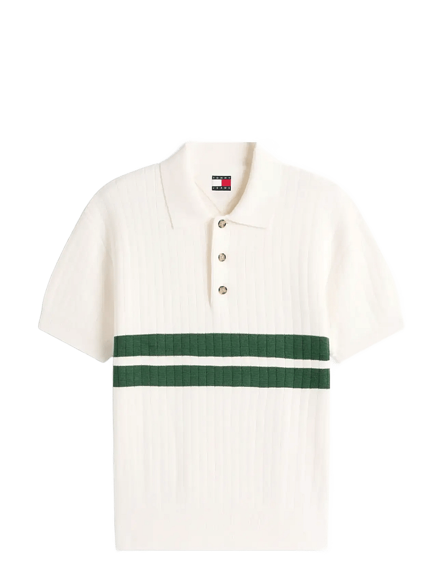 Tommy Jeans - TJM REG SS KNITTED POLO - gestrickte polohemden - ancient white - 1