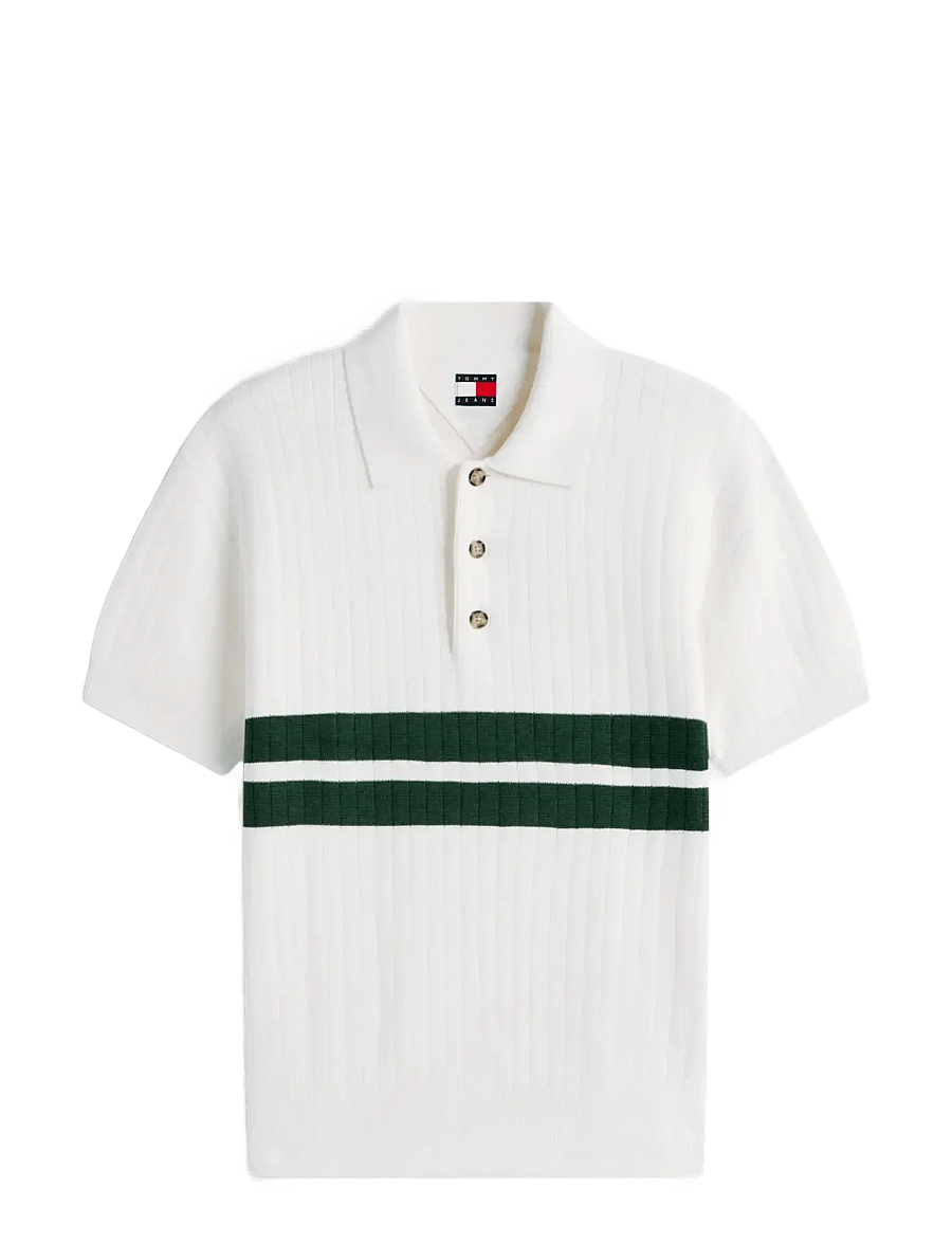 Tommy Jeans - TJM REG SS KNITTED POLO - knitted polos - ancient white - 1