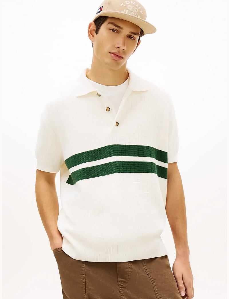 Tommy Jeans - TJM REG SS KNITTED POLO - polostrik - ancient white - 0