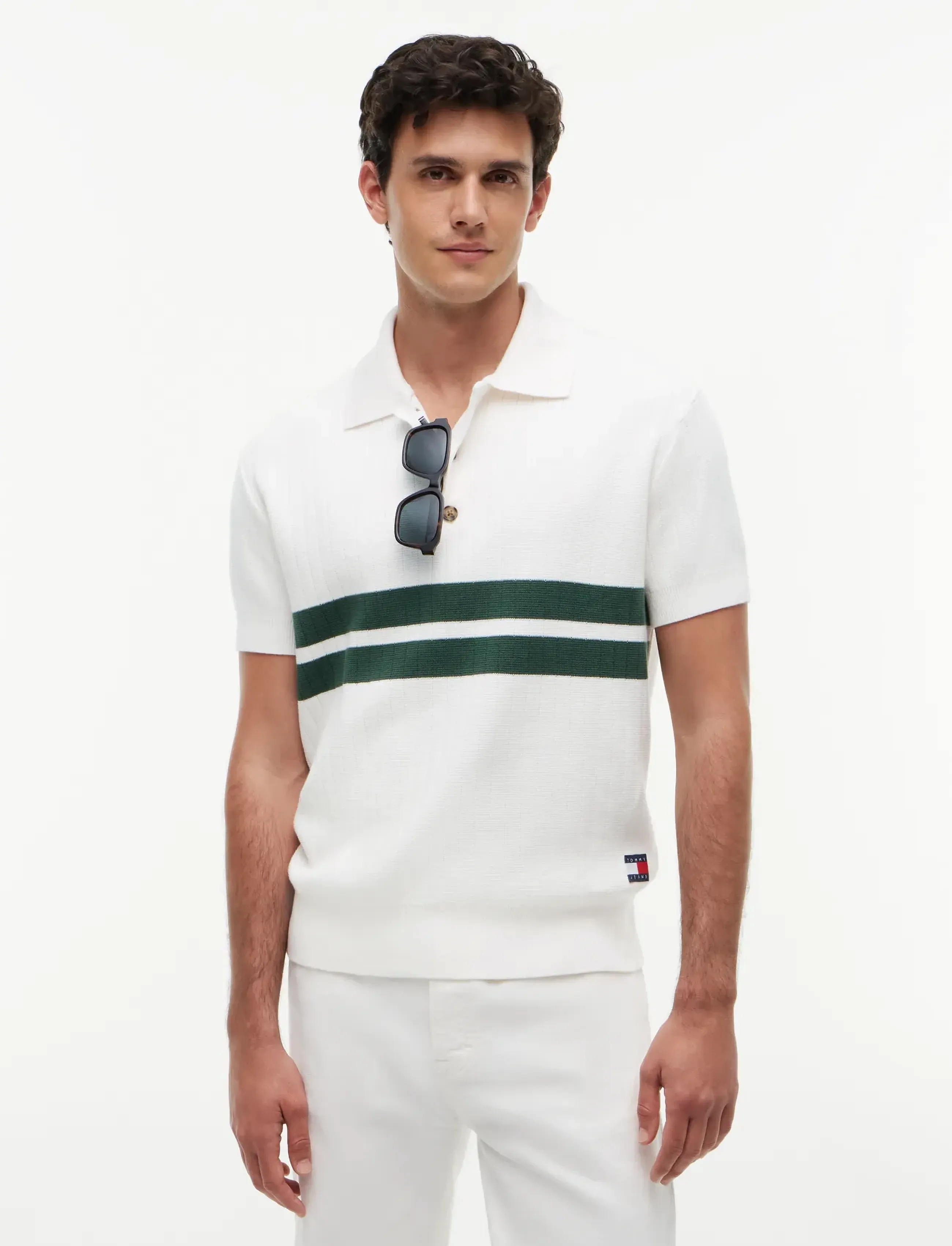 Tommy Jeans TJM REG SS KNITTED POLO - Short-sleeved knitted polos - ANCIENT WHITE / cream
