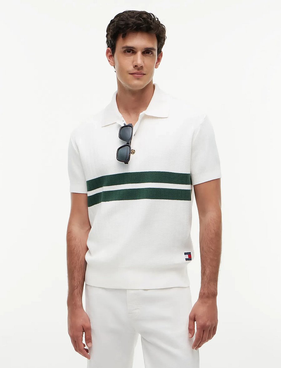 Tommy Jeans - TJM REG SS KNITTED POLO - knitted polos - ancient white - 0