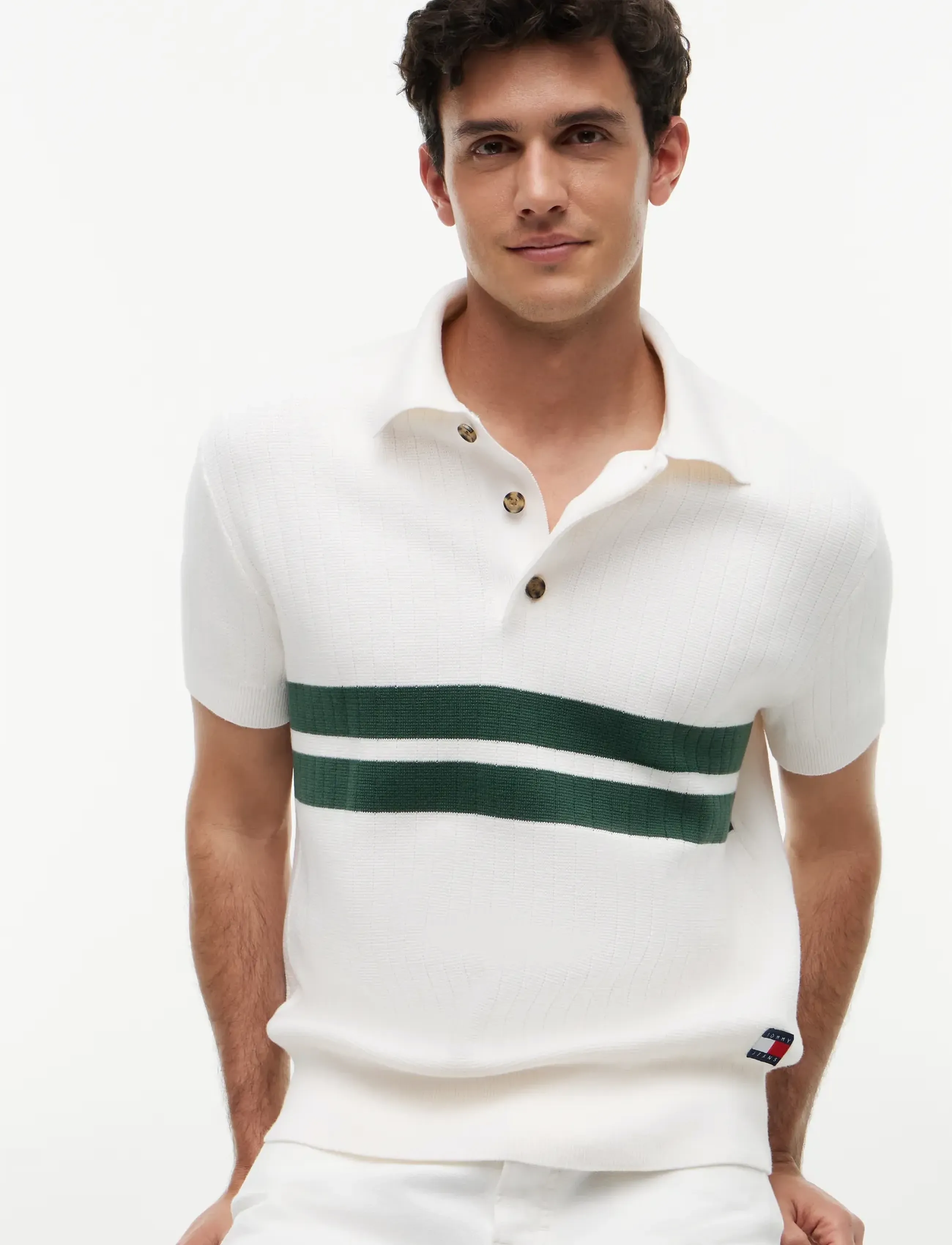 Tommy Jeans - TJM REG SS KNITTED POLO - knitted polos - ancient white - 3