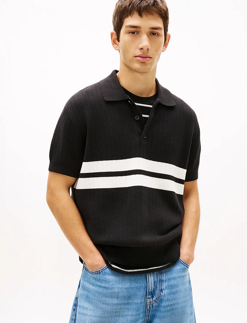 Tommy Jeans - TJM REG SS KNITTED POLO - kootud polosärgid - black - 0