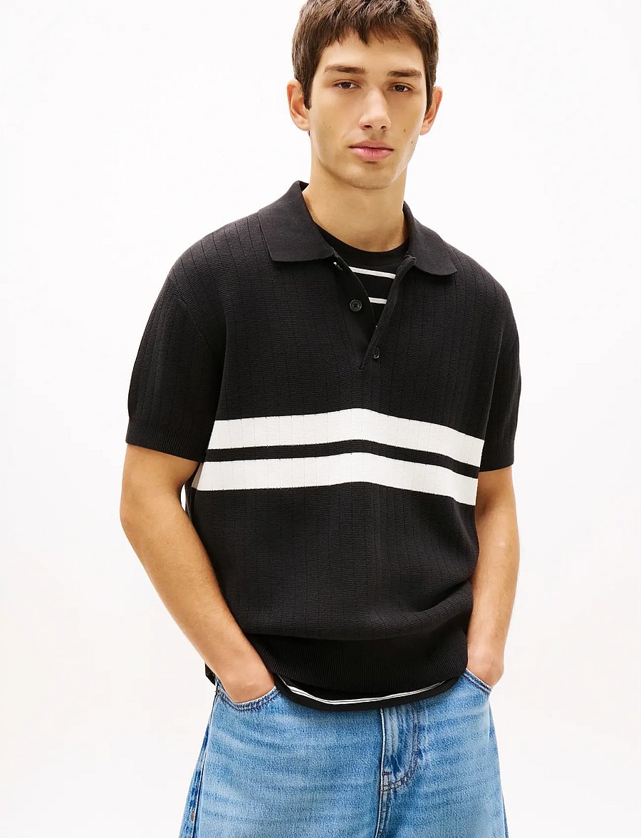 Tommy Jeans - TJM REG SS KNITTED POLO - shop efter stil - black - 0