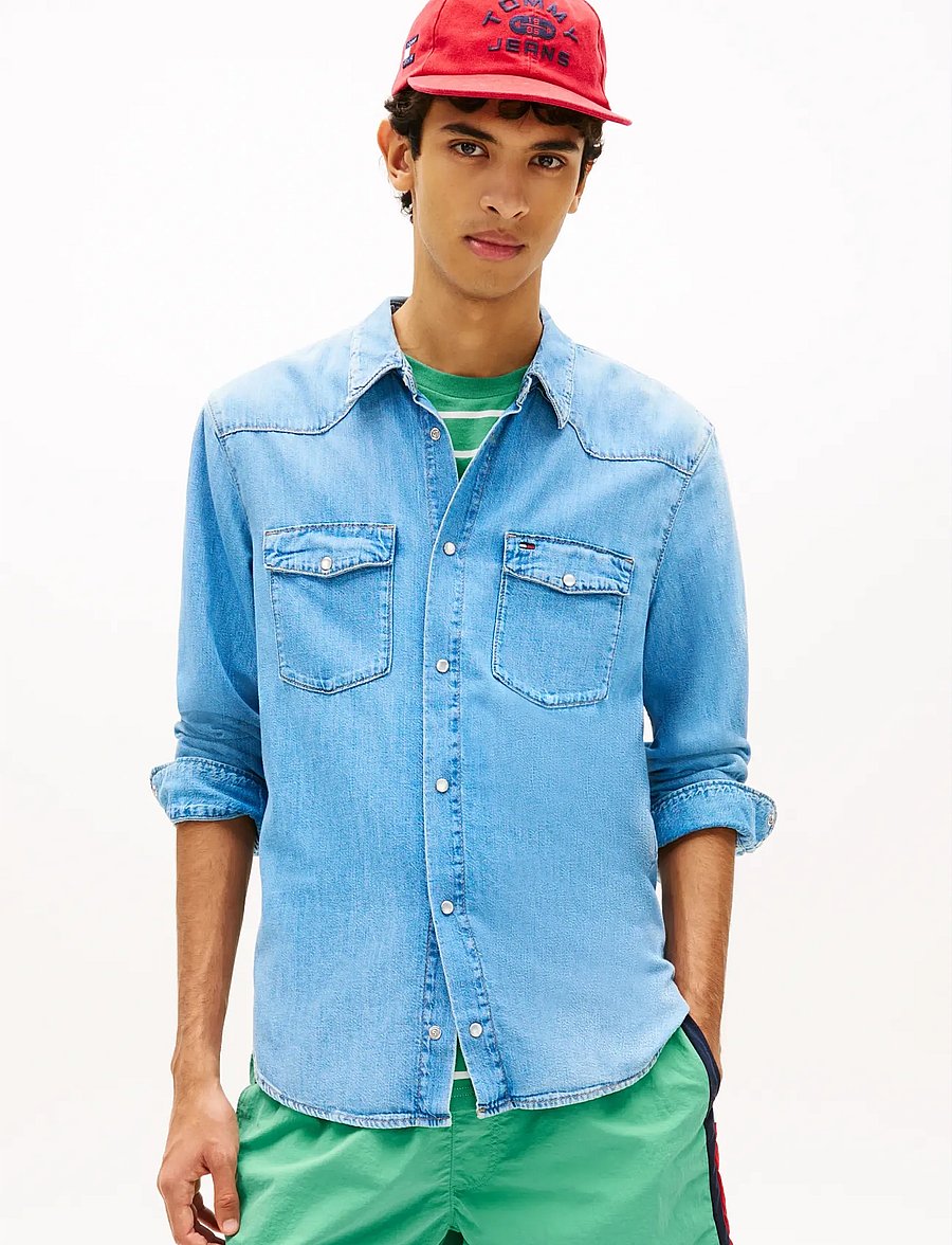 Tommy Jeans - TJM REGULAR WESTERN SHIRT BJ8018 - jeanshemden - denim light - 0