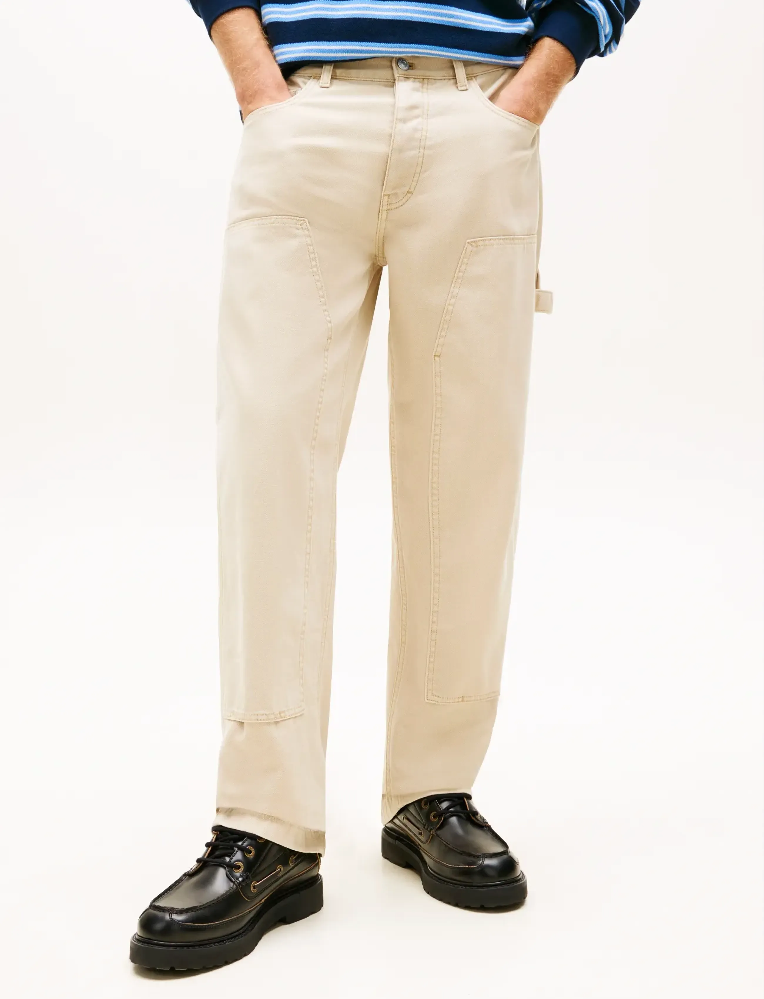 Tommy Jeans TJM JAIMIE CARPENTER PANT - Tommy Hilfiger - WHITE CLAY / cream