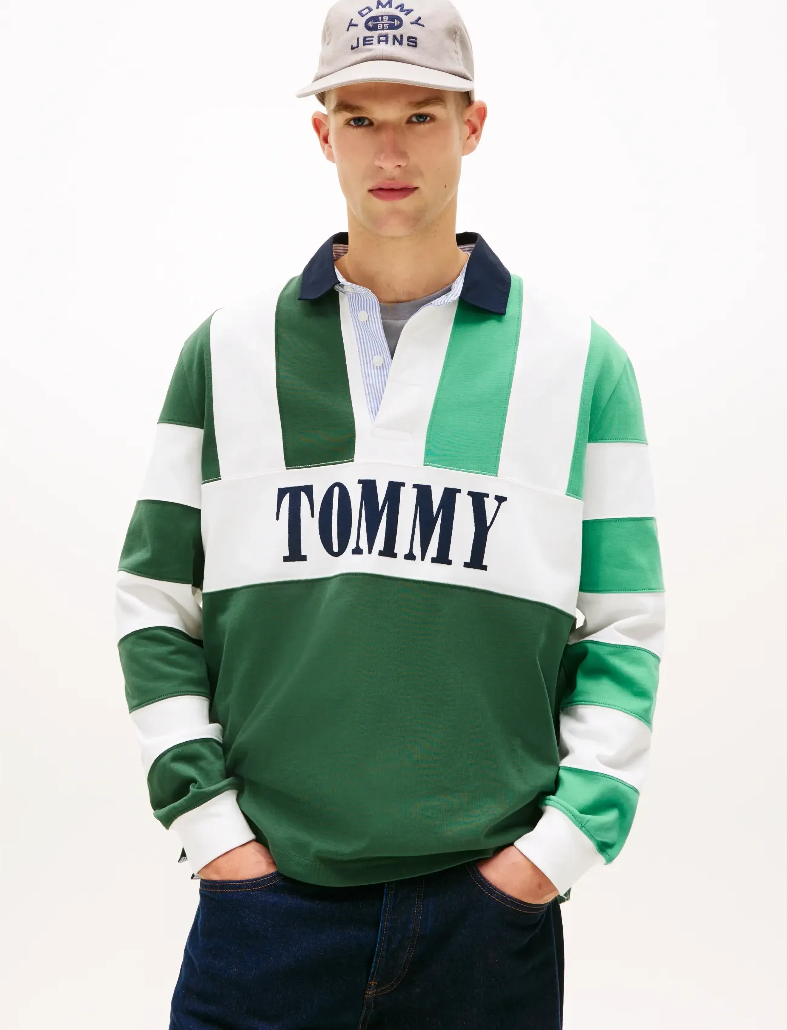 Tommy Jeans TJM RLX ARCHIVE RUGBY EXT - Pikkade varrukatega polod - SHADOW PINE / multi