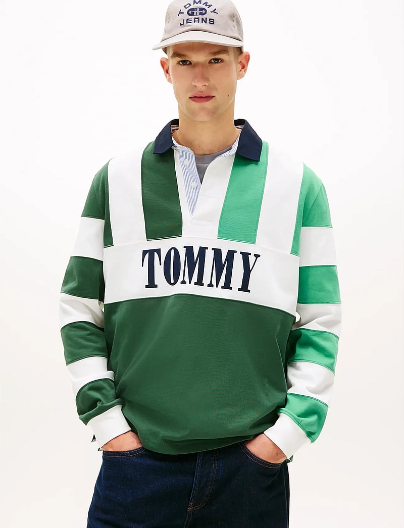 Tommy Jeans - TJM RLX ARCHIVE RUGBY EXT - gestrickte polohemden - shadow pine - 0