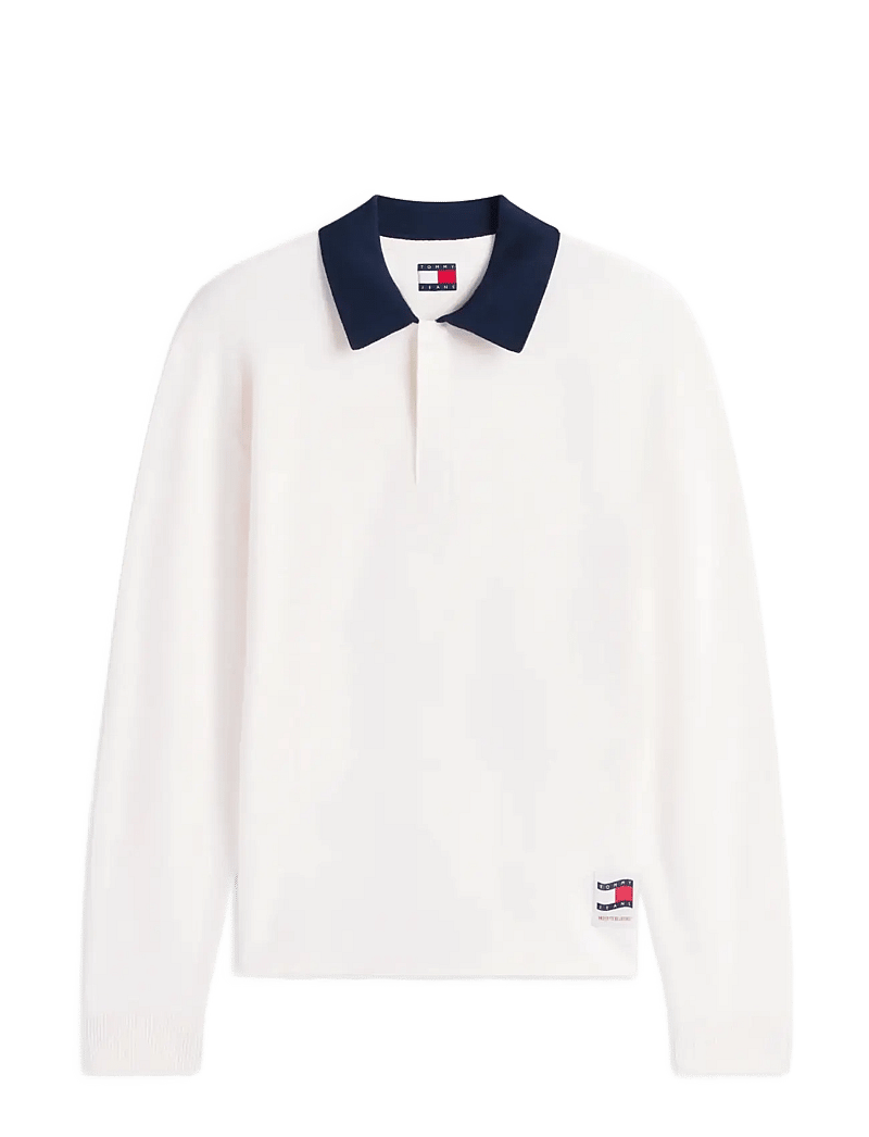Tommy Jeans - TJM REG WVN LBL RUGBY SWEAT EXT - polos à manches longues - ancient white - 1