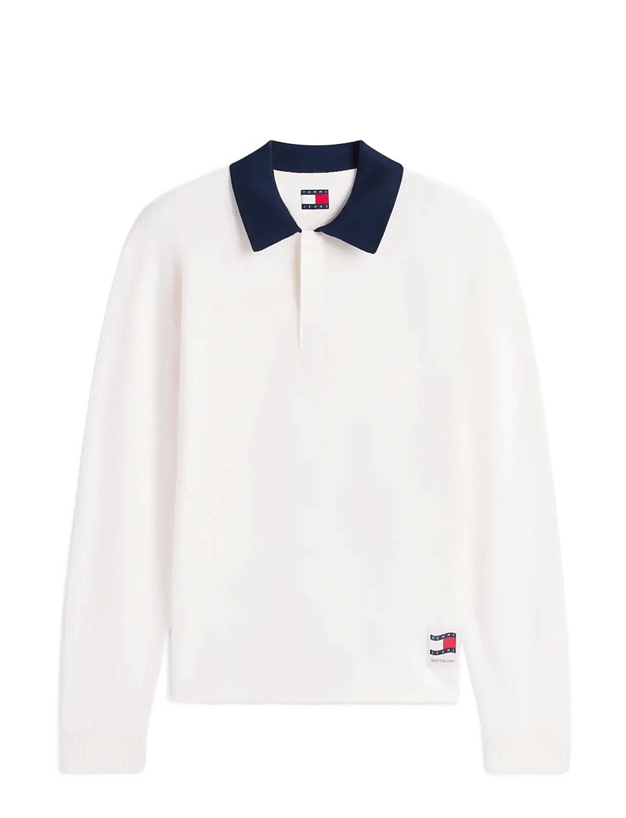 Tommy Jeans - TJM REG WVN LBL RUGBY SWEAT EXT - polos à manches longues - ancient white - 1