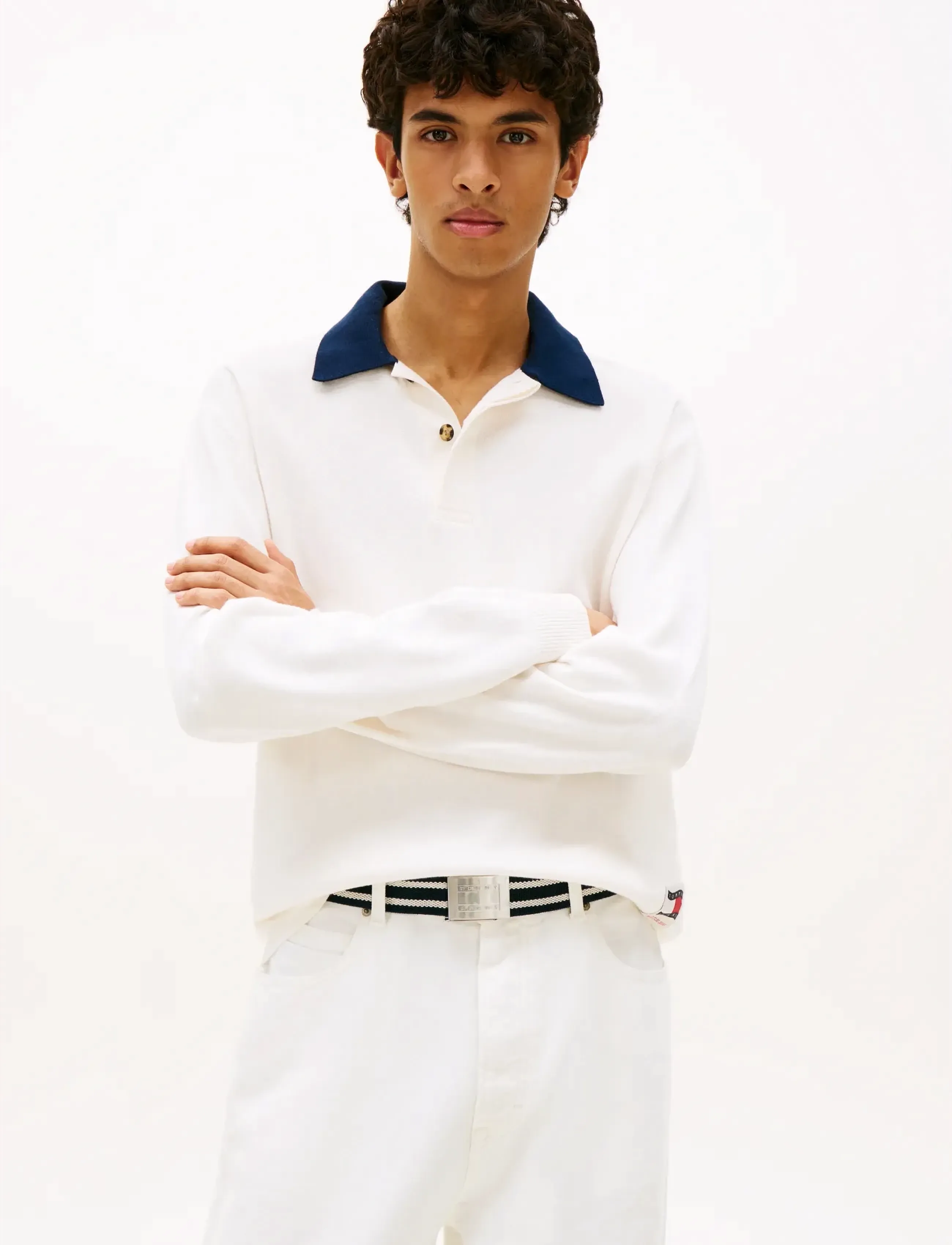 Tommy Jeans TJM REG WVN LBL RUGBY SWEAT EXT - Pikkade varrukatega polod - ANCIENT WHITE / white