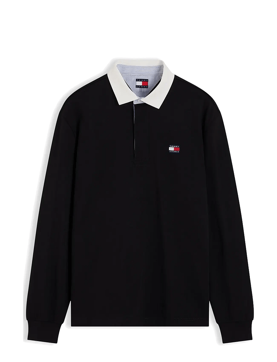 Tommy Jeans - TJM RLX ESS BADGE RUGBY EXT - långärmade pikéer - black - 1