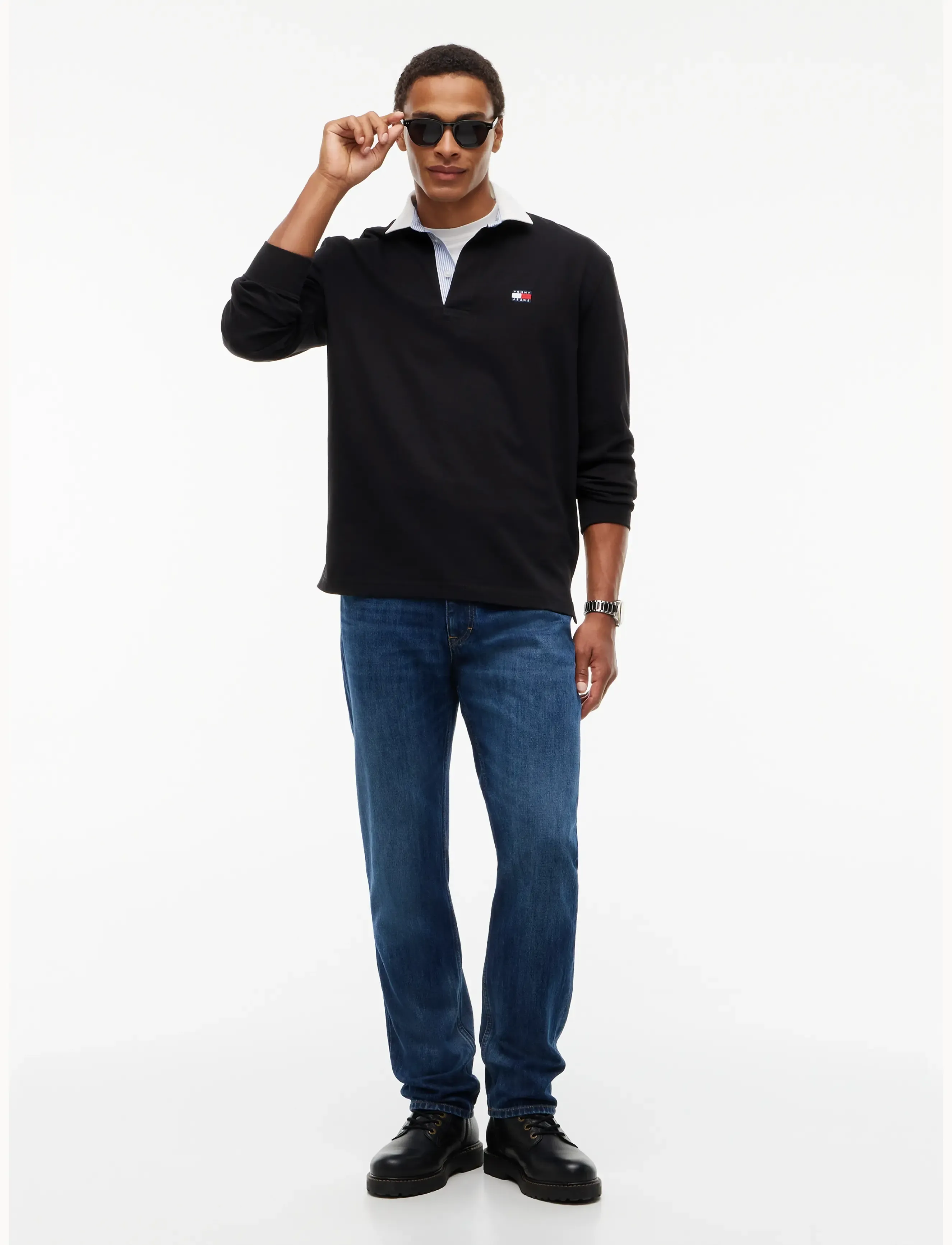 Tommy Jeans - TJM RLX ESS BADGE RUGBY EXT - langærmede poloer - black - 4