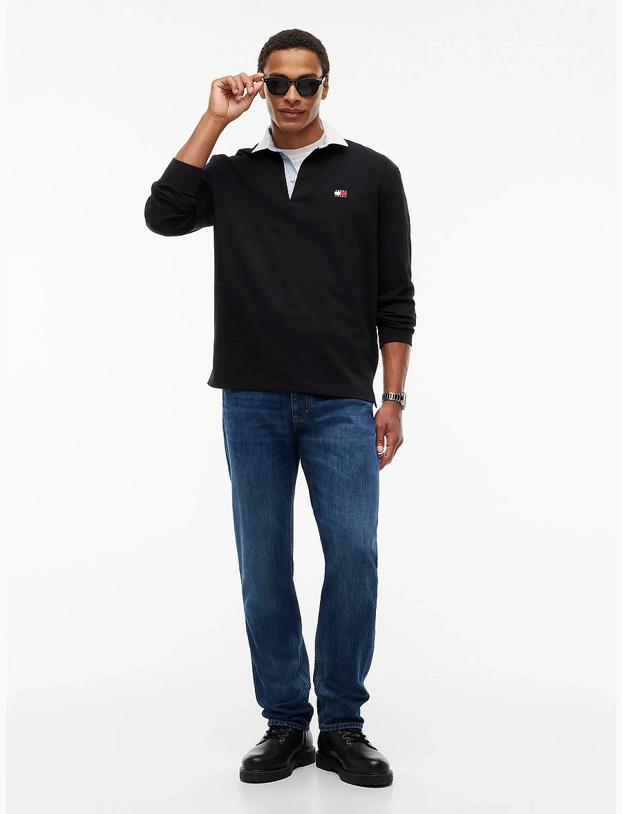 Tommy Jeans - TJM RLX ESS BADGE RUGBY EXT - långärmade pikéer - black - 4