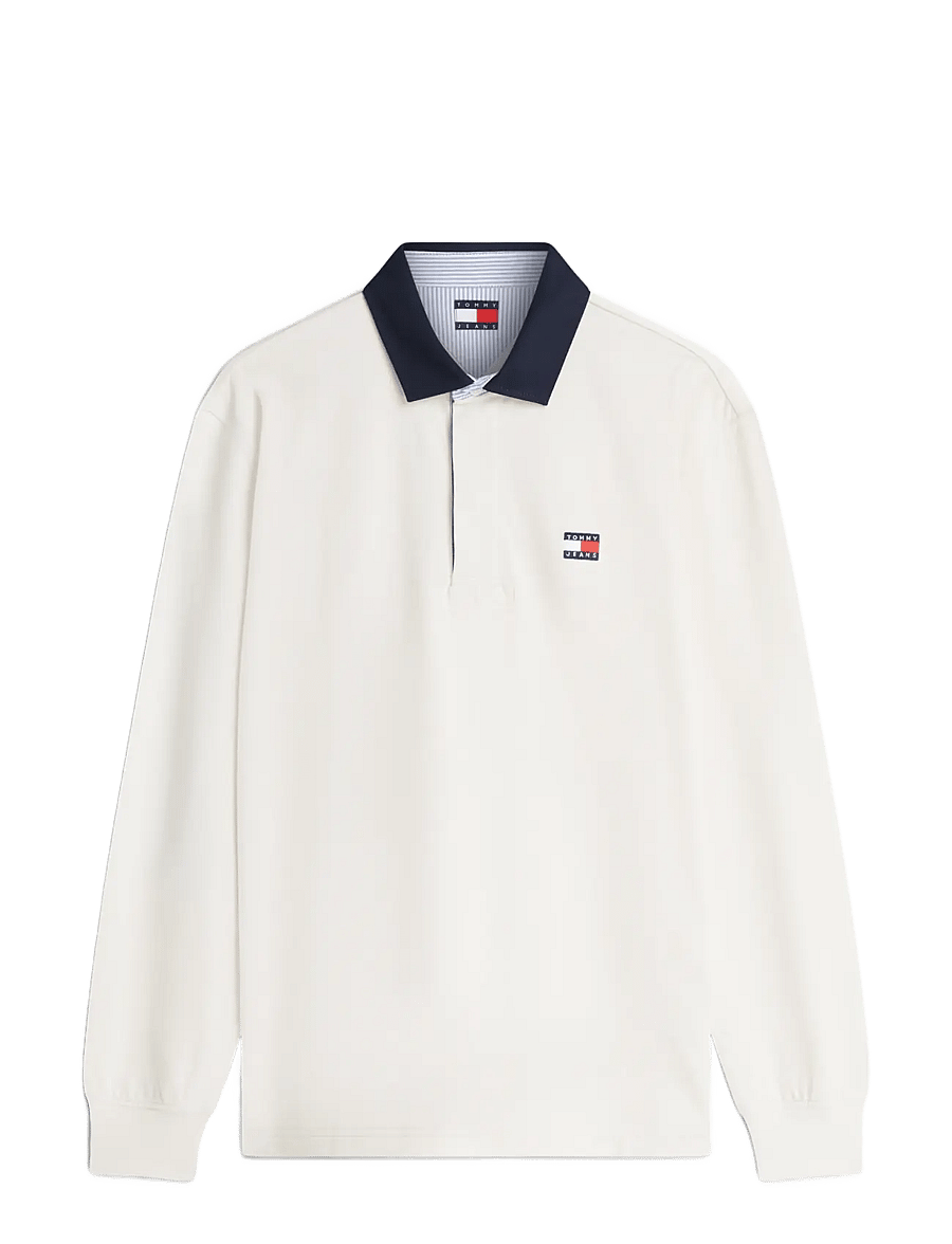 Tommy Jeans - TJM RLX ESS BADGE RUGBY EXT - pikkade varrukatega polod - cream - 1