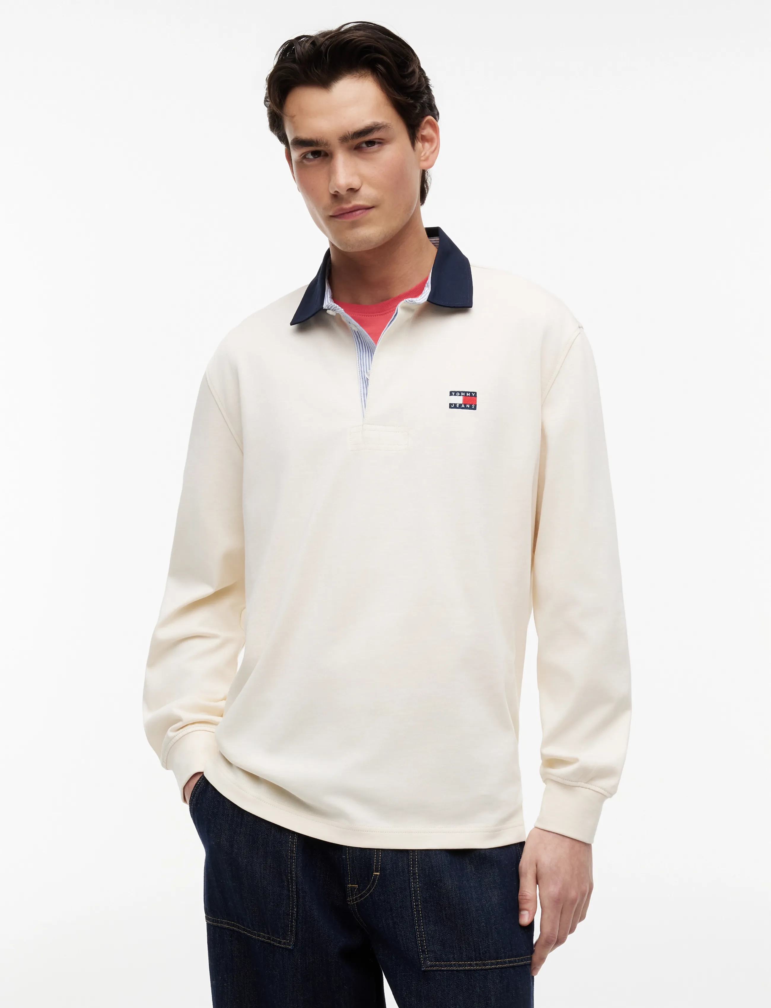 Tommy Jeans TJM RLX ESS BADGE RUGBY EXT - Tommy Jeans - CREAM / cream